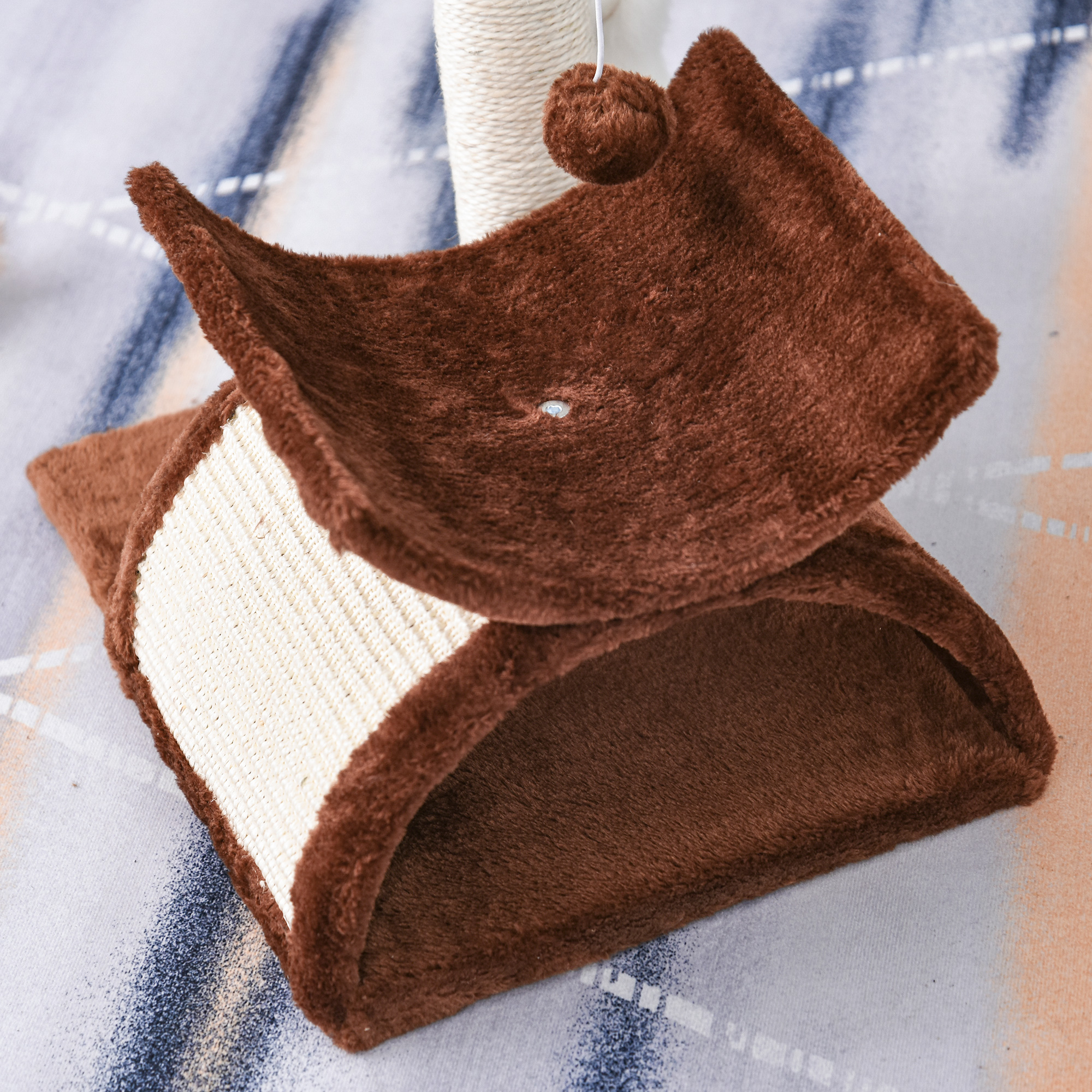 PawHut Cat Tree, Cat Tower for Kittens, Small Cat Condo with Rotatable Top Bar, Sisal Scratching Post, Tunnel, Dangling Balls - Brown
