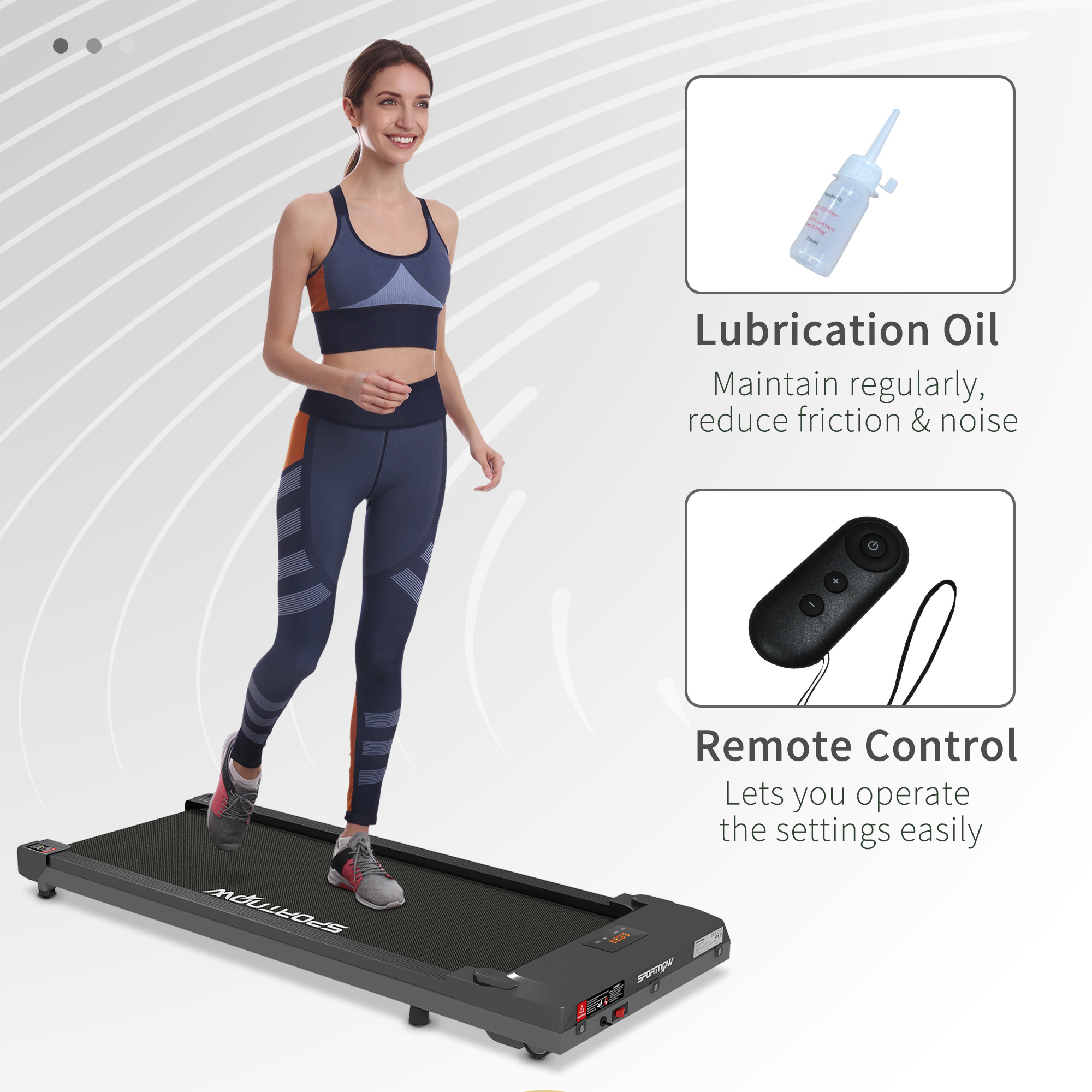 SPORTNOW Walking Pad, Under Desk Treadmill, Installation-Free Jogging Machine, 1-6km/h, with Remote Control and LED Display for Home Gym Office