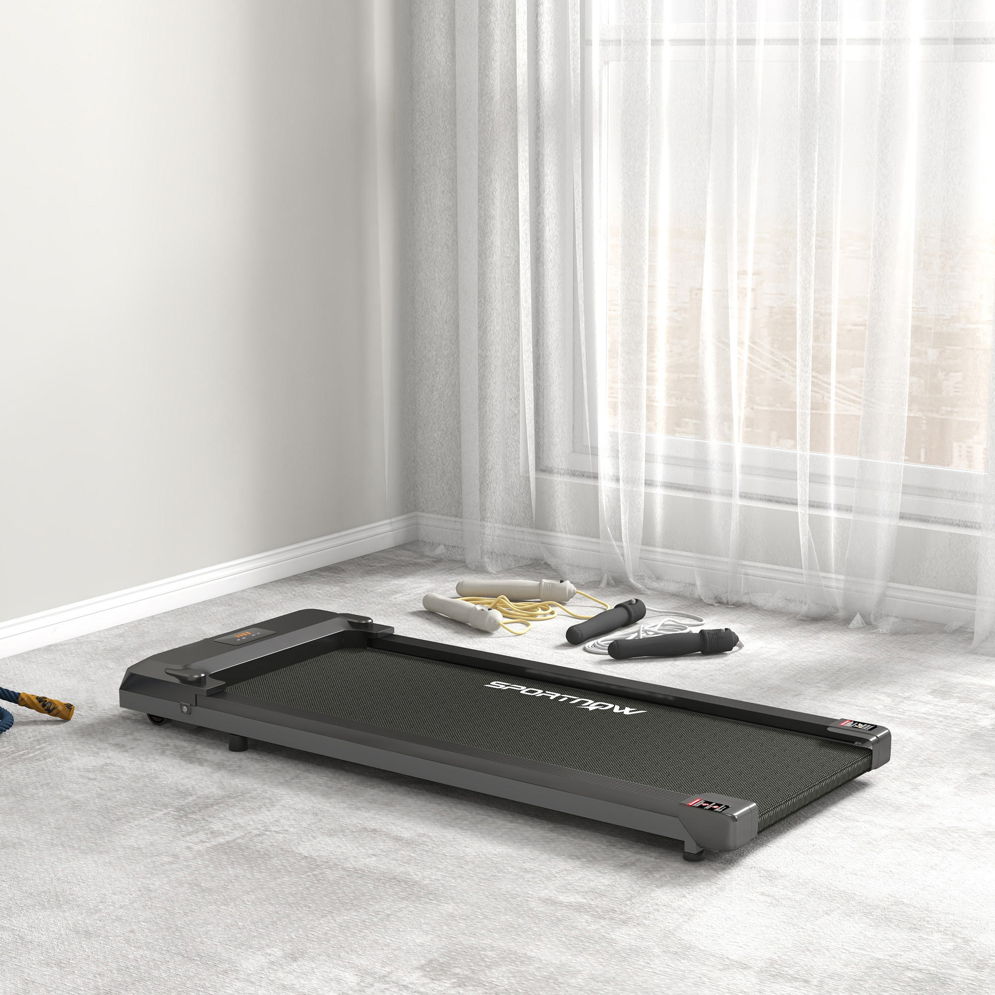 SPORTNOW Walking Pad, Under Desk Treadmill, Installation-Free Jogging Machine, 1-6km/h, with Remote Control and LED Display for Home Gym Office