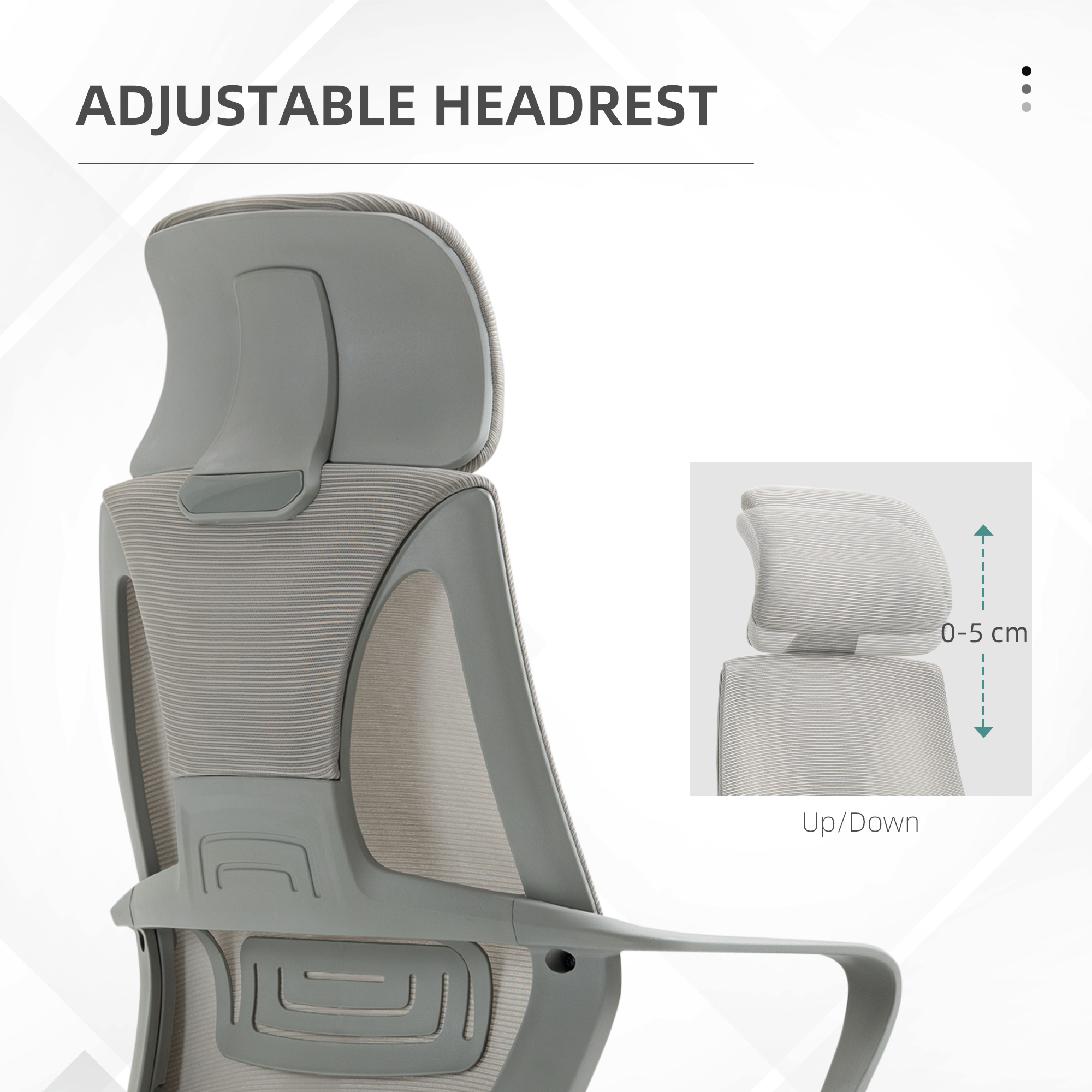 Vinsetto Ergonomic Office Chair with Wheels, High Mesh Back & Adjustable Height for Home Office, Grey