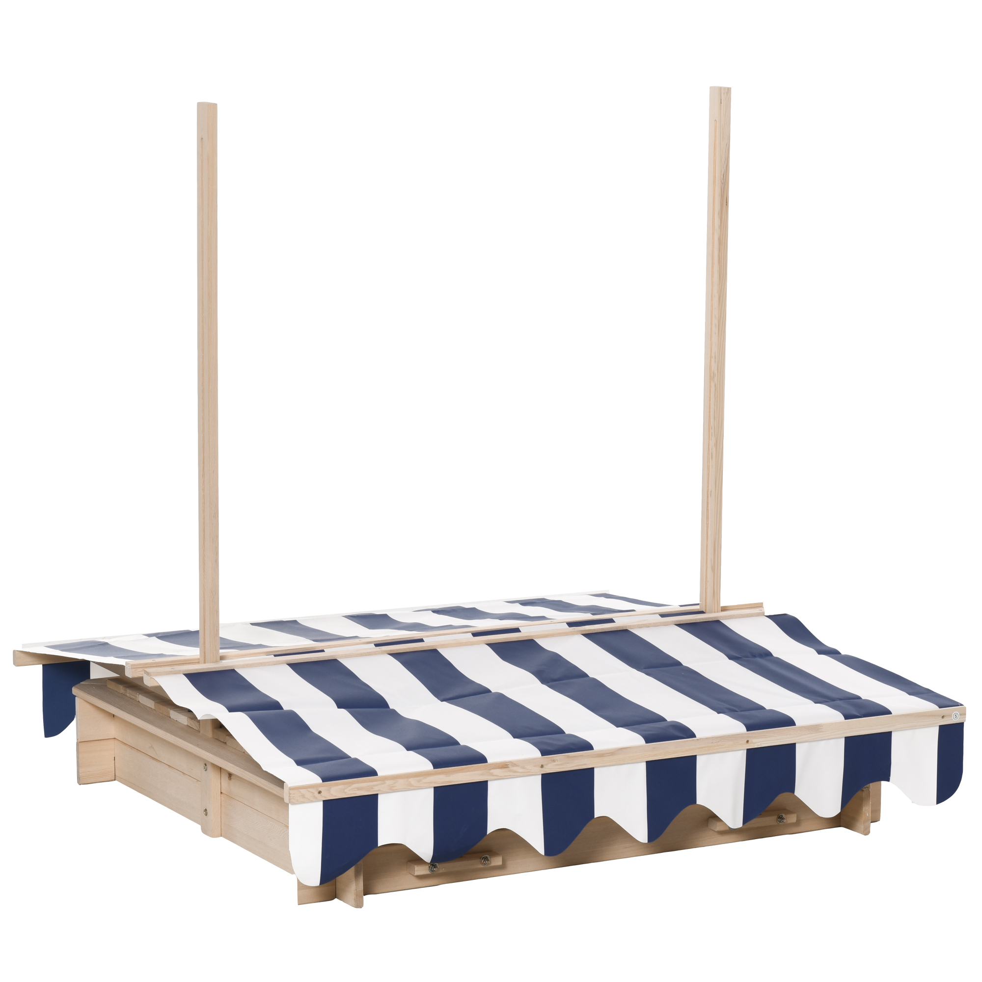Outsunny Children Cabana Sandbox Kids Square Wooden Sandpit Outdoor Backyard Playset Play Station Adjustable Canopy, 106x106x121cm