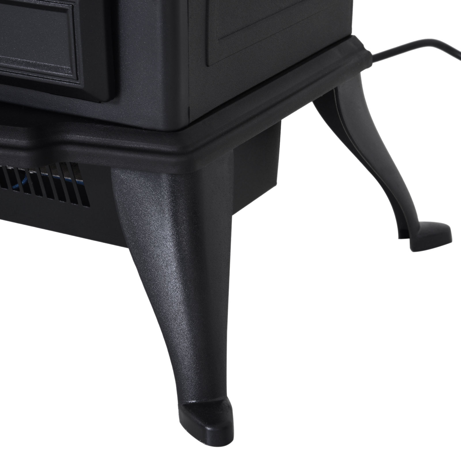 HOMCOM Free Standing Electric Fireplace Stove with Fan and Log Burning Flame Effect 2000W / 1000W Room Heater Wood Burner 2 Heat Settings  (Black)