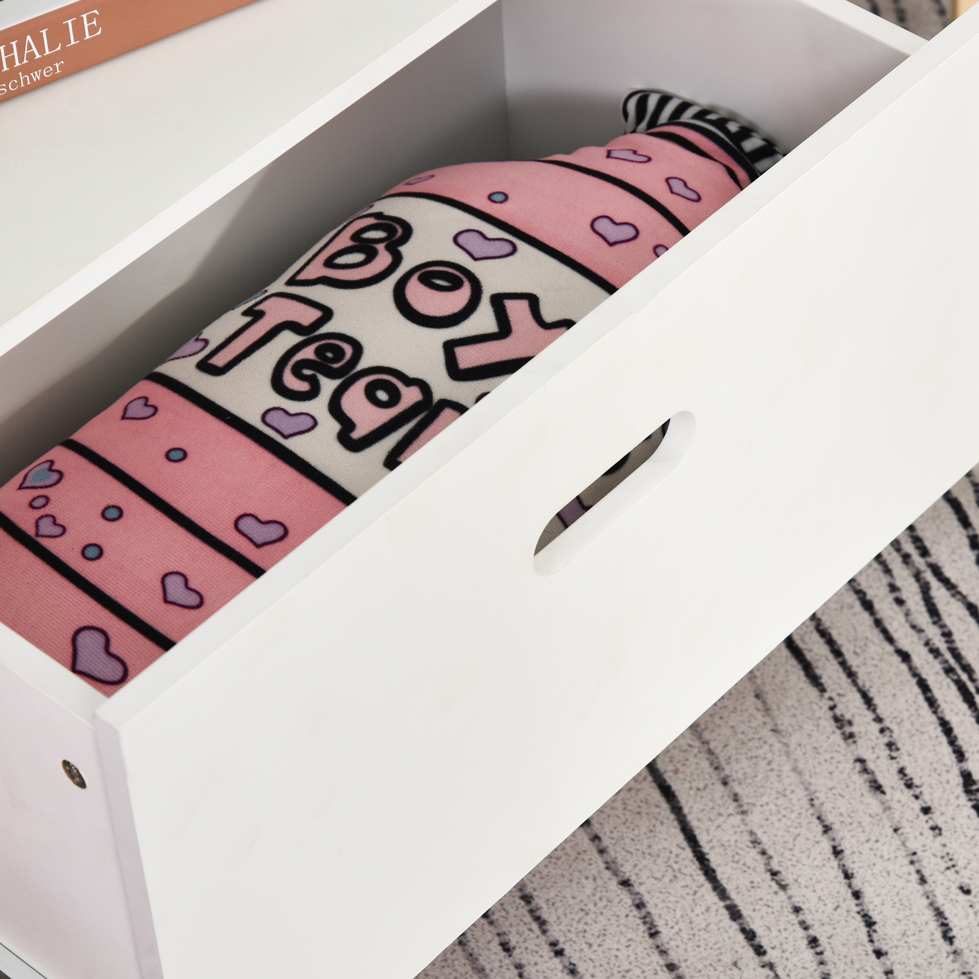 HOMCOM Children's 5-Tier Bookshelf with Drawer, MDF Storage for Books and Toys, White/Blue