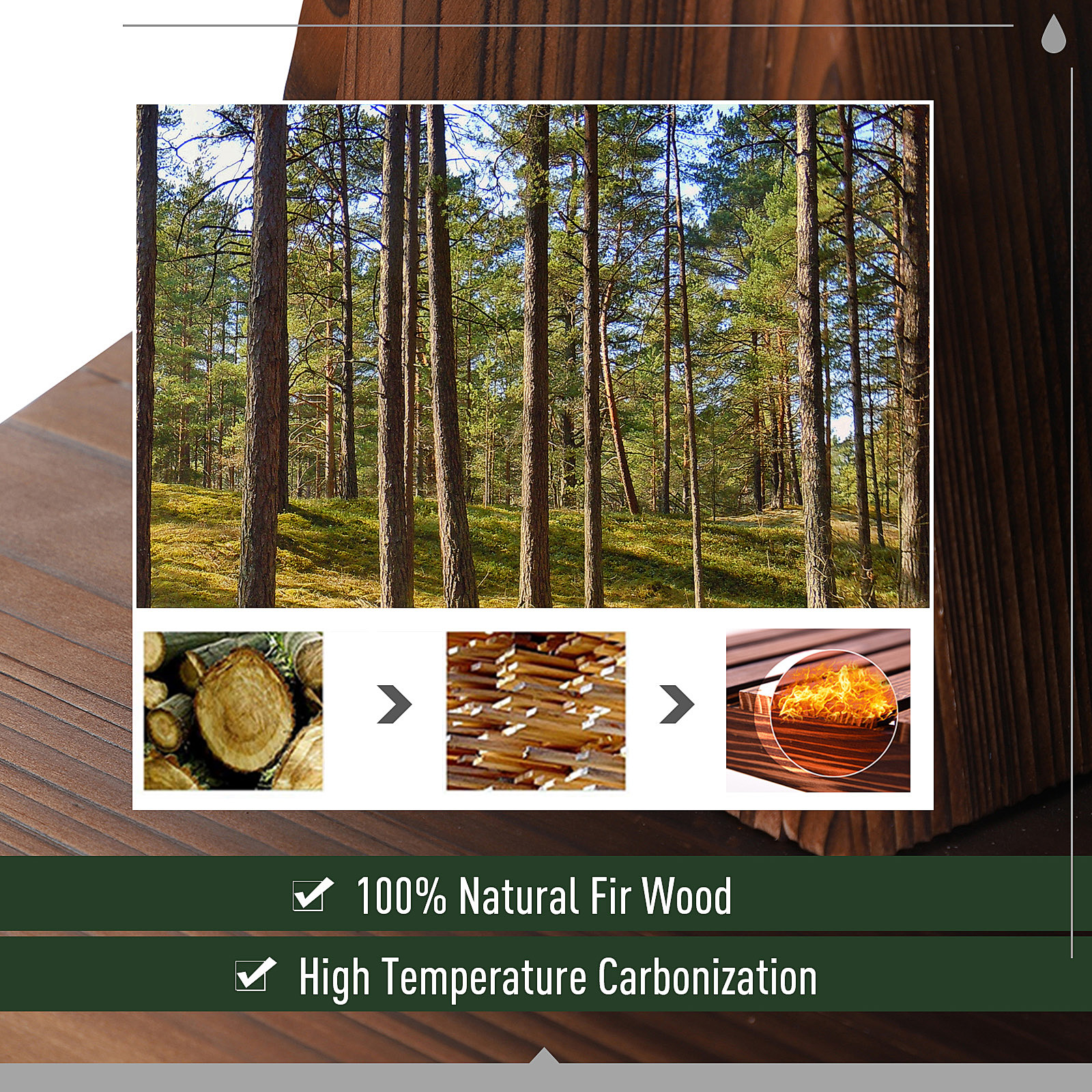 Outsunny Fir Wood 3 Barrel Water Foundation w/ Pump