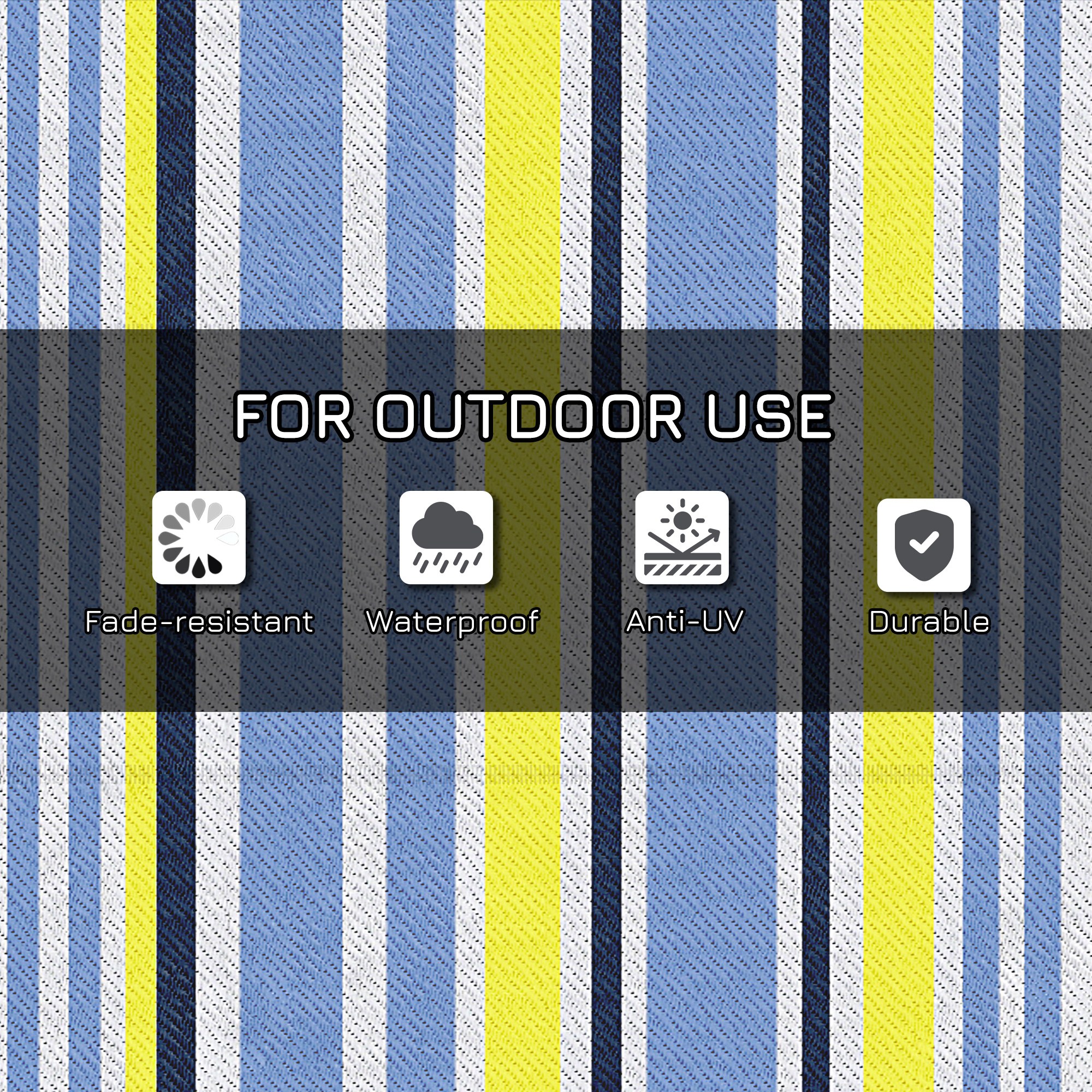 Outsunny Reversible Waterproof Outdoor Rug, Plastic Straw Mat for Deck, Beach, Camping, 121 x 182 cm