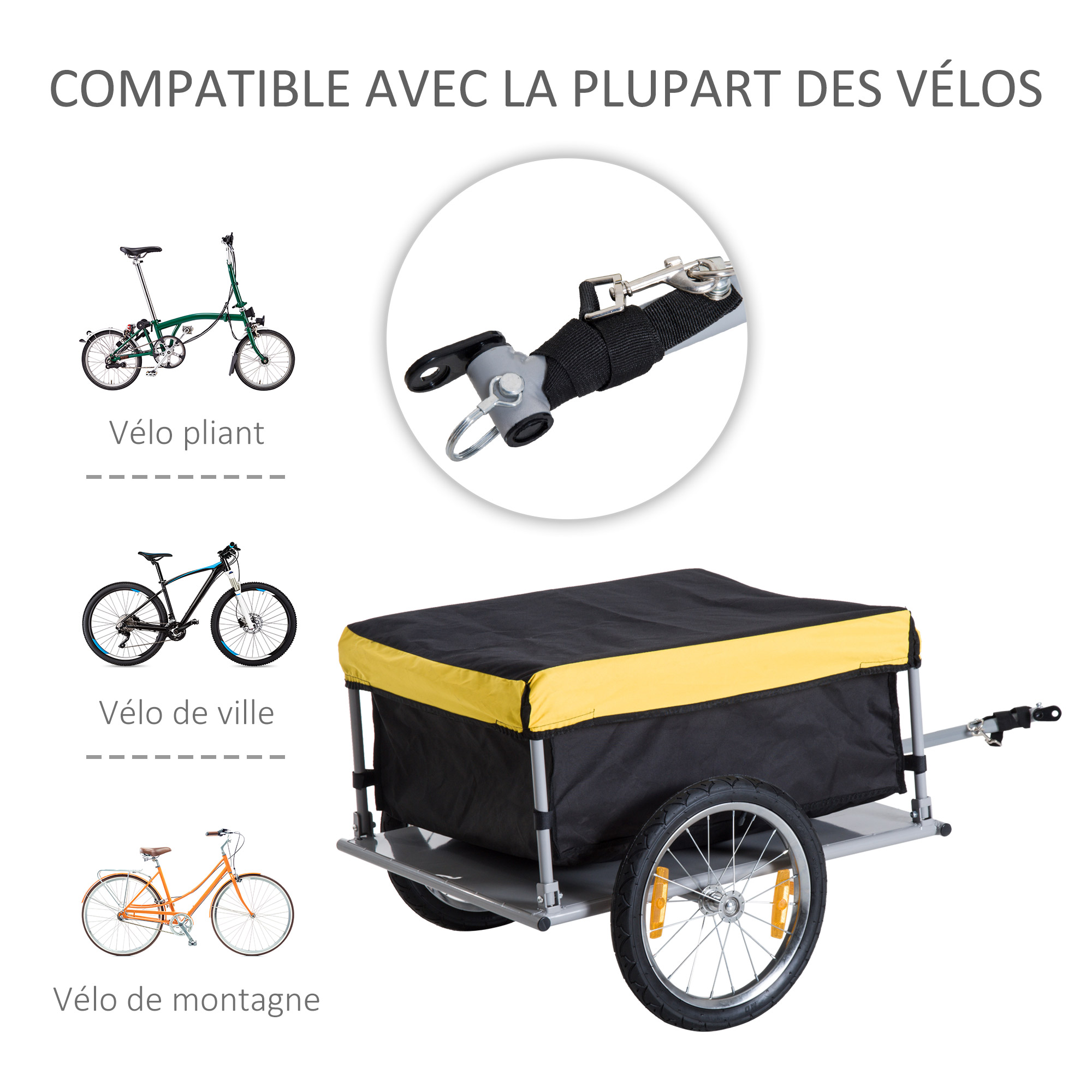 Cargo Remorque Vélo Trolley Chariot Amovible Housse de Pluie 70l