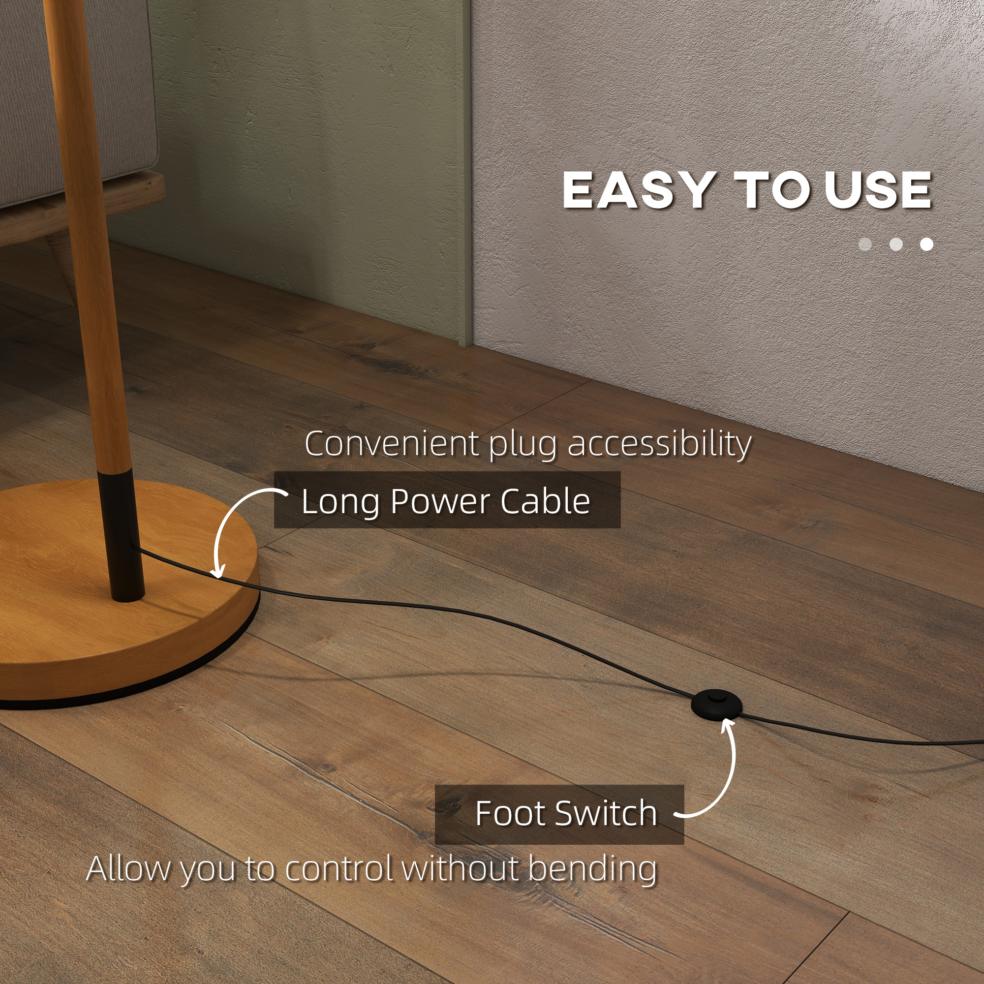 HOMCOM Modern Floor Lamp with 350Â° Rotating Lampshade, for Living Room and Bedroom, LED Bulb Included, Brown