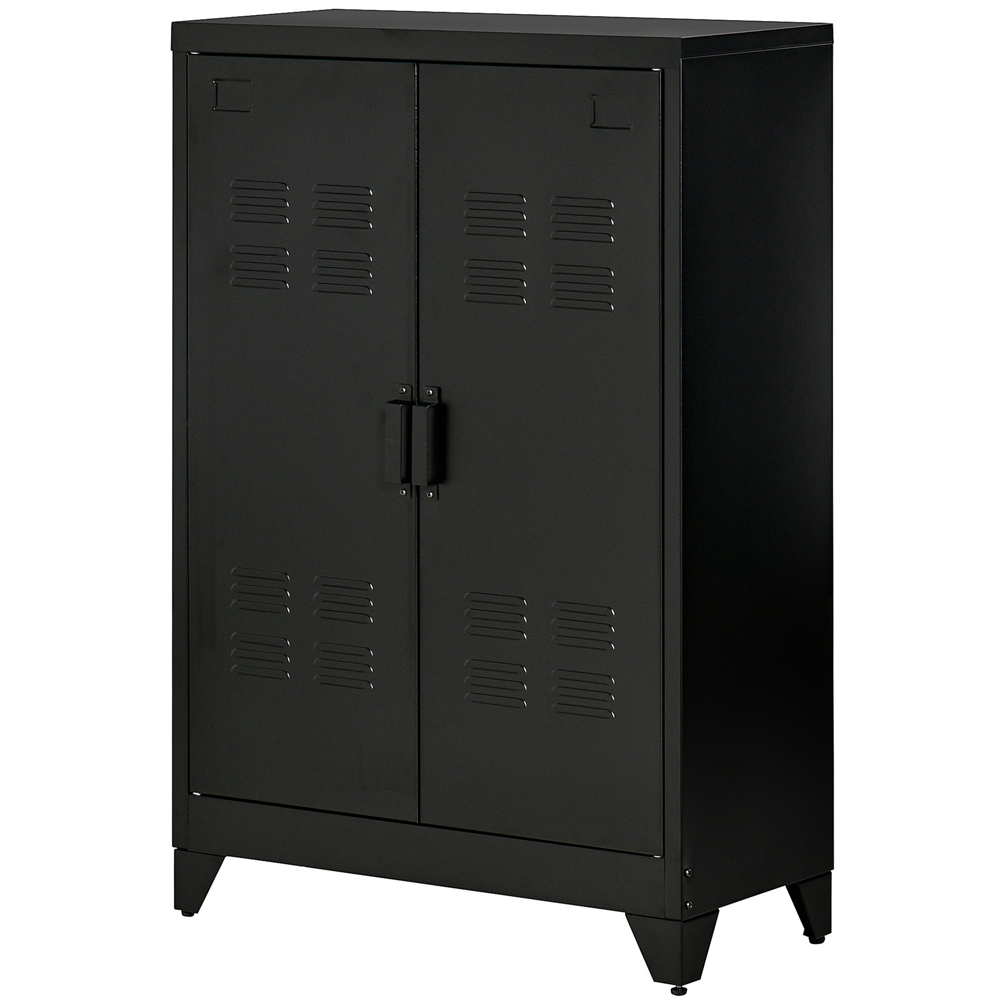 Armoire De Rangement Mobile HOMCOM Avec Porte Métal Et Roulettes - Étagère Réglable, Pour Bureau Ou Chambre, Noir