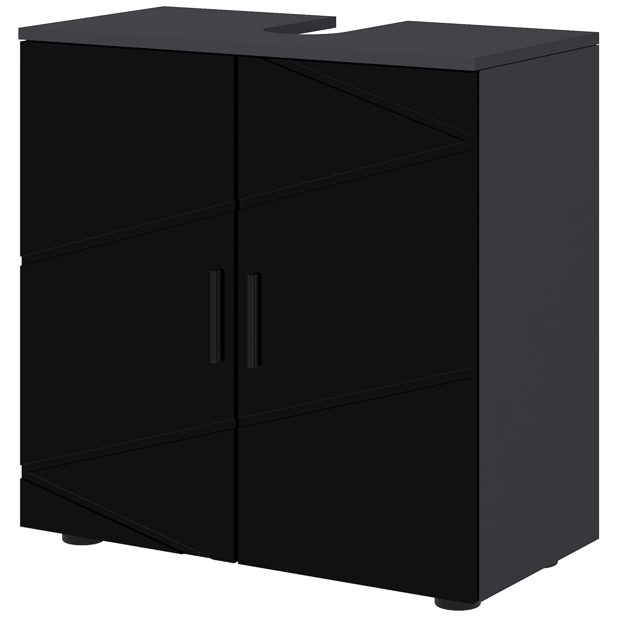 kleankin Mobile Sottolavabo Bagno in Legno con Armadietto 2 Ante, 60x30x60cm, Nero Aosom