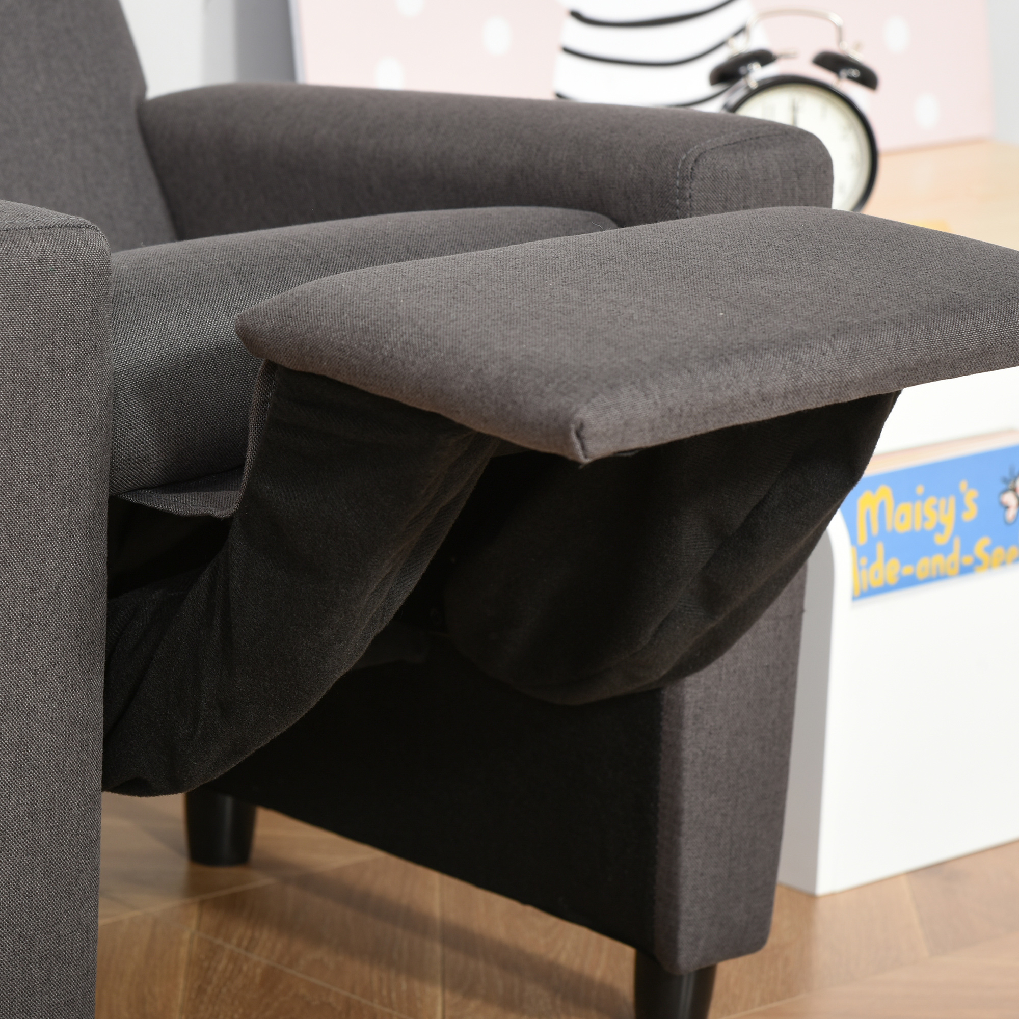 HOMCOM Children's 2-in-1 Sofa and Armchair with Footrest, Soft Seating for Playroom and Bedroom, 55 x 50 x 67cm, Grey