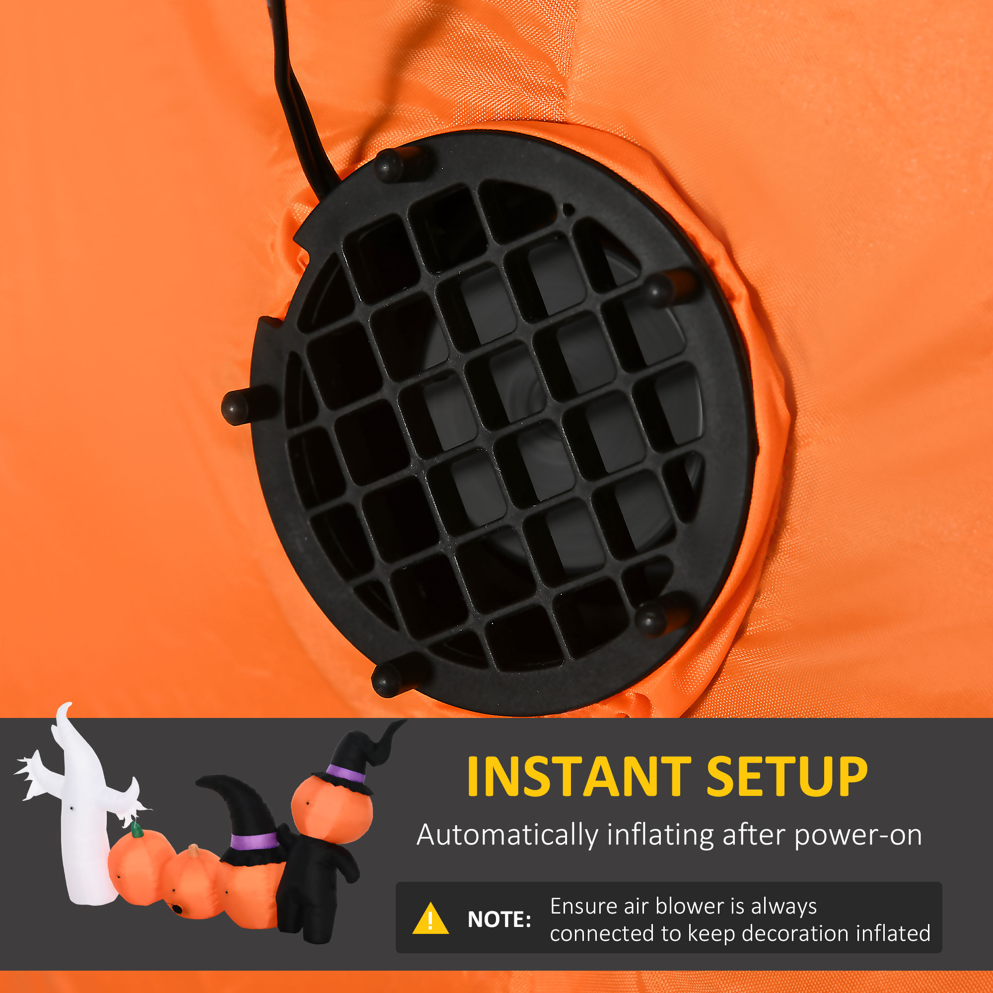 HOMCOM 8.5ft Inflatable Halloween Skeleton Pumpkin Ghost and White Ghost with Three Pumpkins, Blow-Up Outdoor LED Display for Garden, Party, Holiday