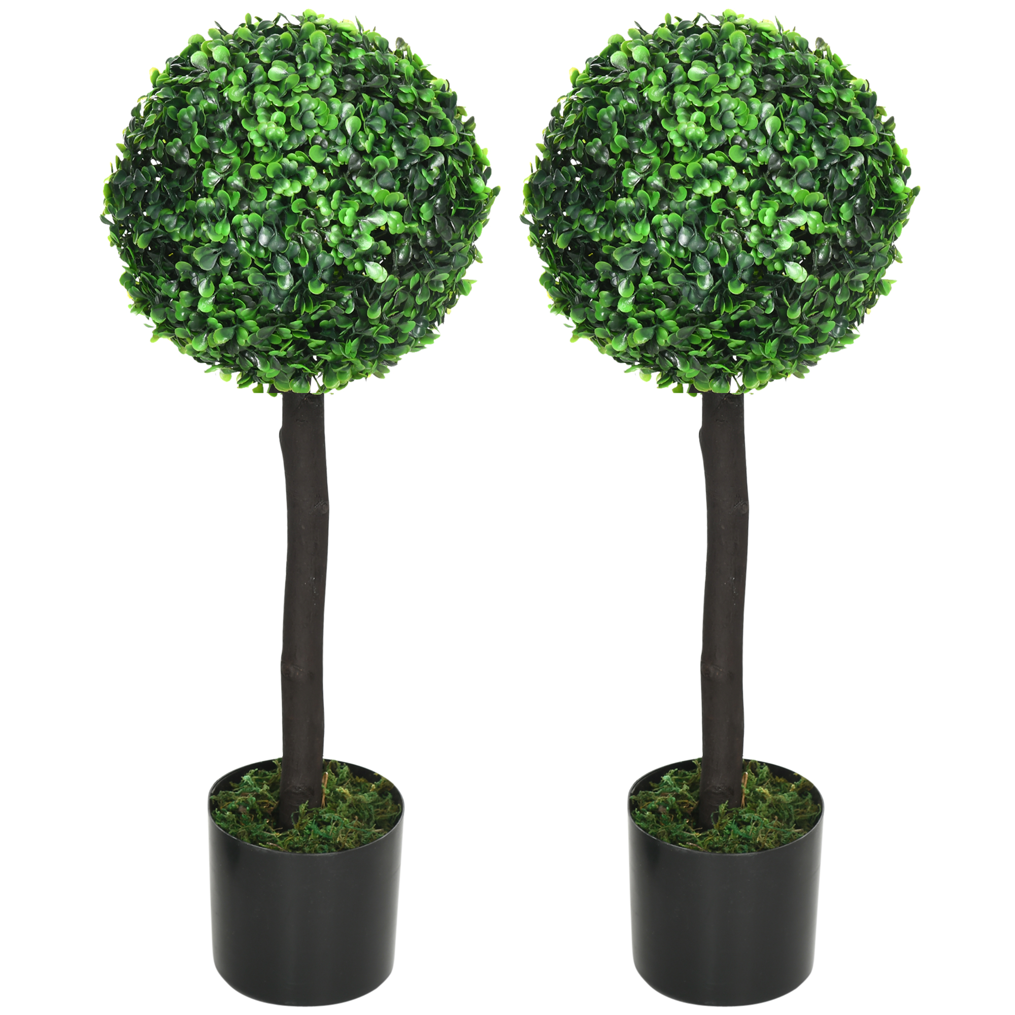 Künstlicher Baum HOMCOM Künstlicher Buchsbaum (2er-Set, 60 Cm) – Pflegeleichte Deko Für Drinnen & Draußen Kunstblumen Wie Echt