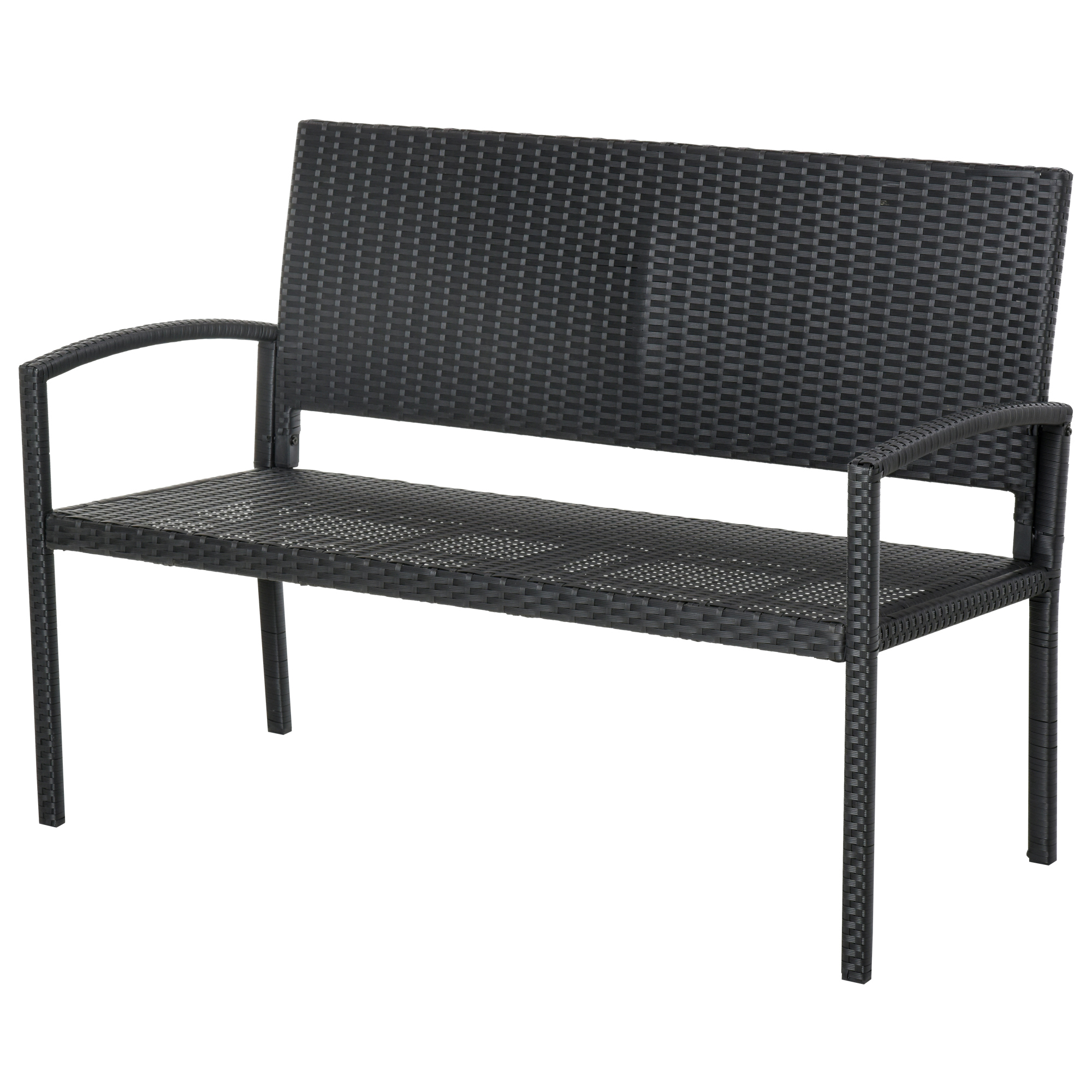 Outsunny Banco Jardín Lounge Silla 2 Plazas Muebles para Jardín Exterior Terraza 2 Plazas Ratán Carga 320kg 122x60x87cm Marco Acero   Aosom España