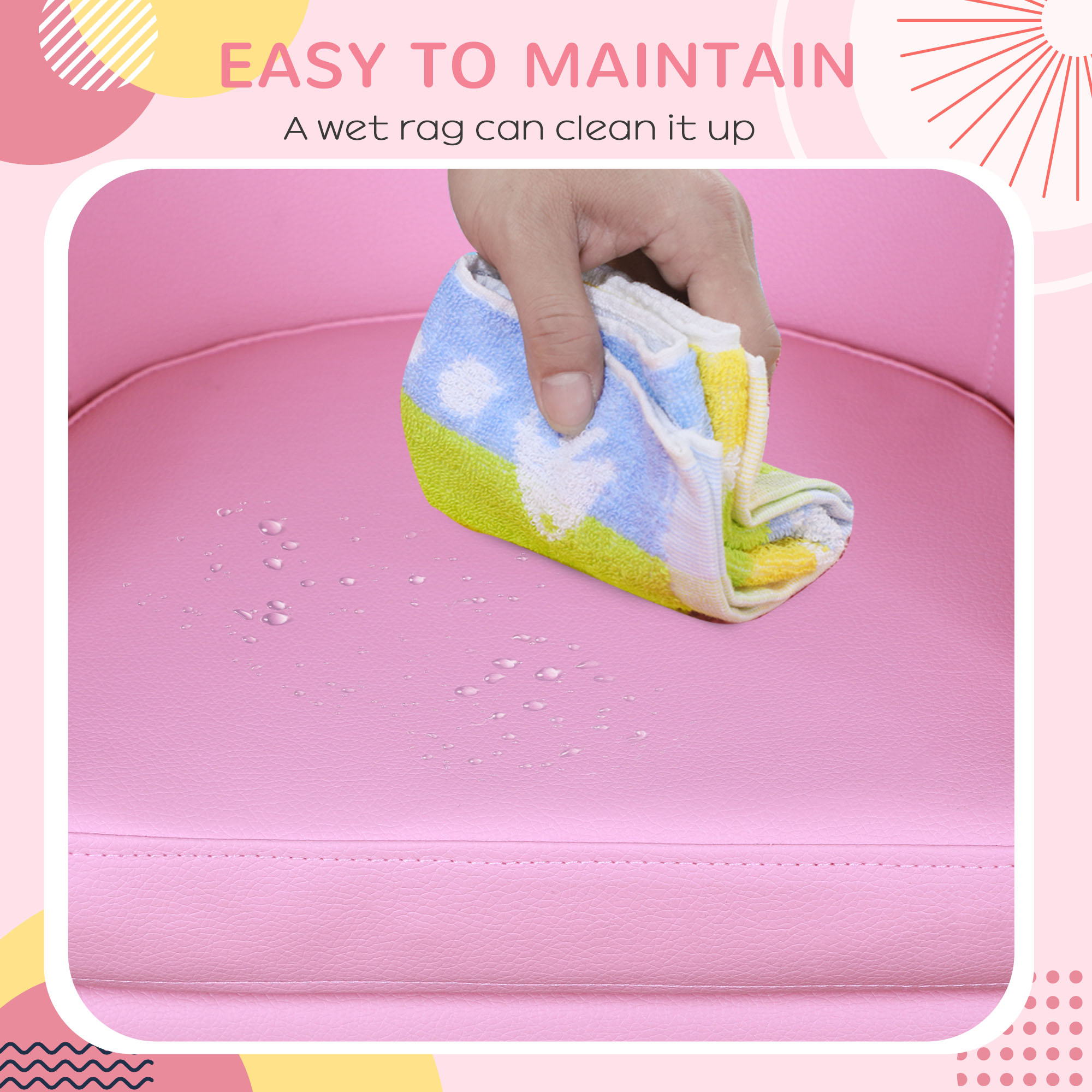 HOMCOM Children's Mini Sofa with Footstool, Thick Padding, Anti-slip Feet, 30 x 28 x 21cm, Pink