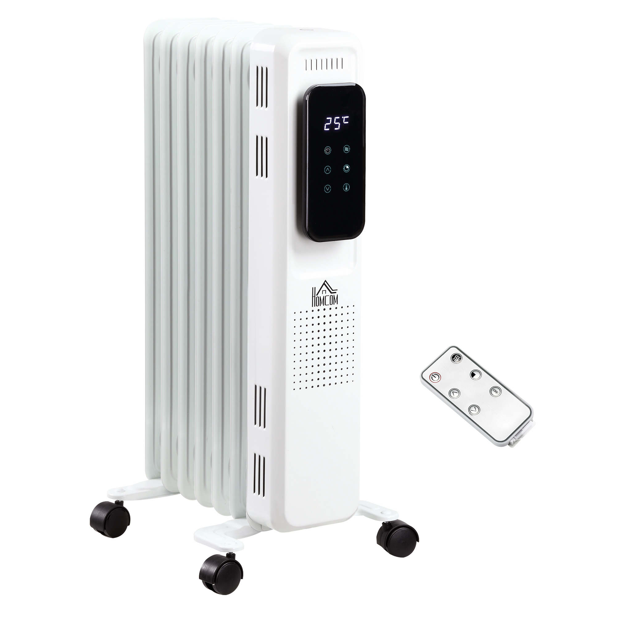 HOMCOM 1630W Portable Oil Radiator Heater, 7 Fin, with LED Display, 24H ...