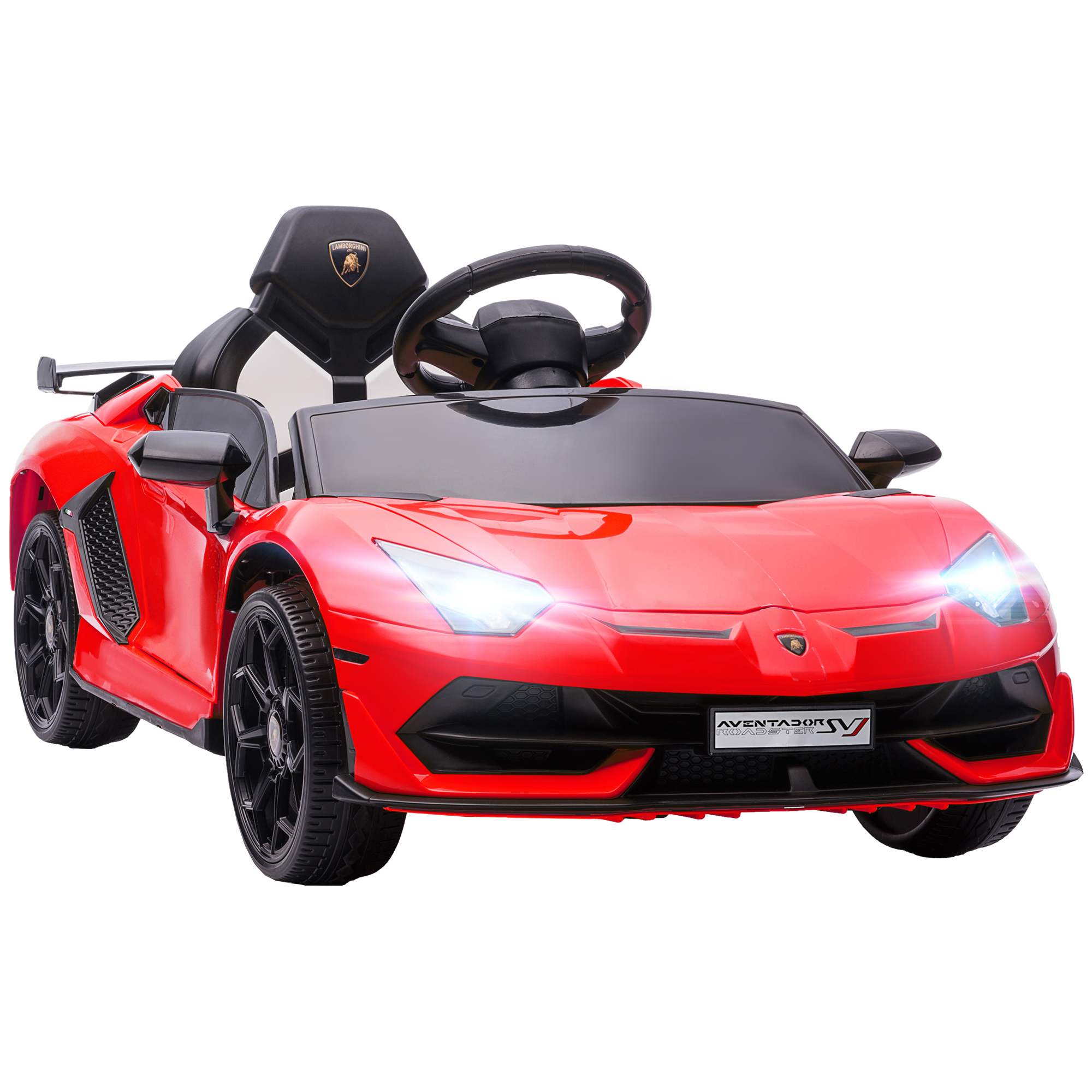 HOMCOM Macchina Elettrica per Bambini a 12V Licenza Lamborghini con Clacson e Telecomando, 107.5x63x42 cm, Rossa Aosom