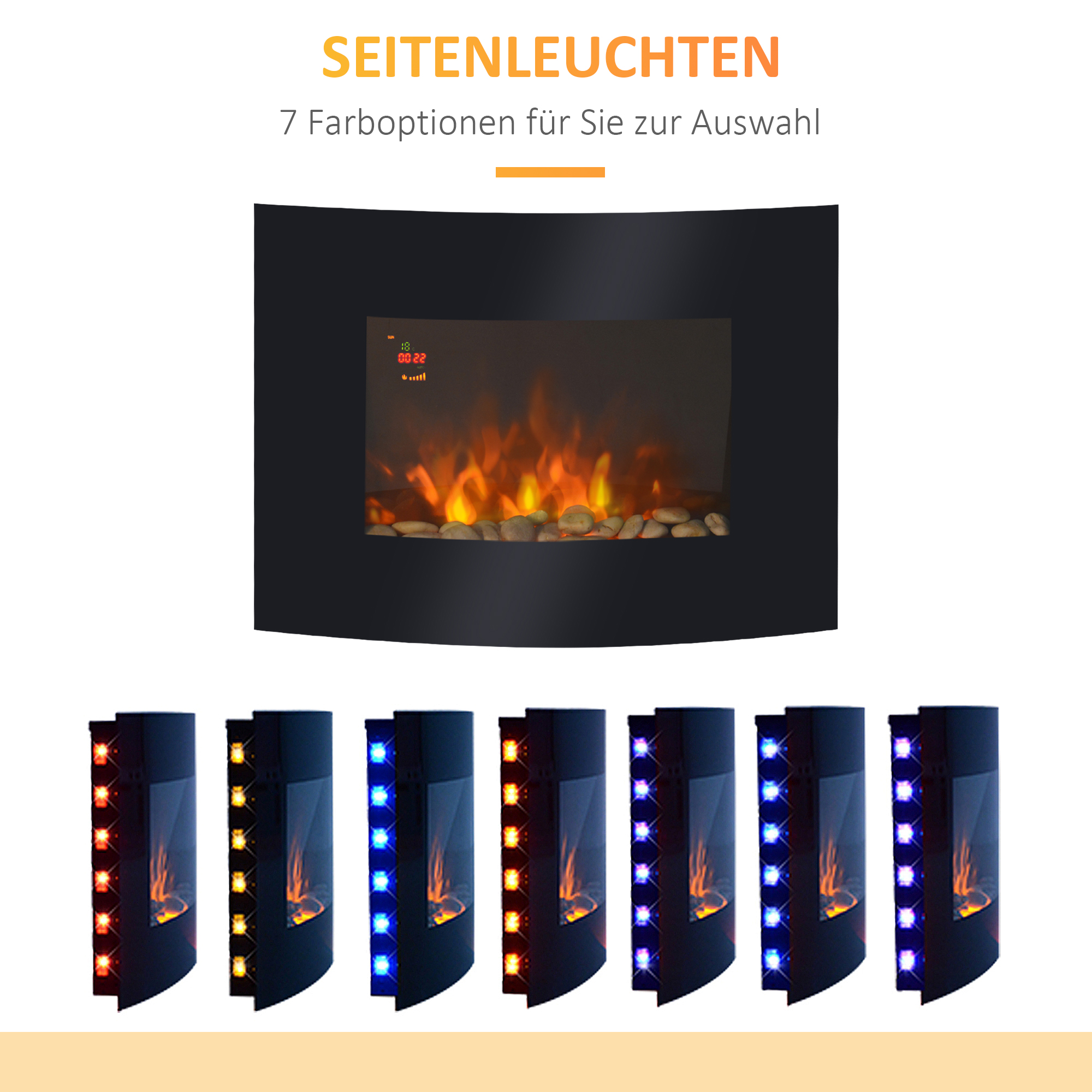 Elektrikamin, kaminahi, seinale kinnitatav elektrikamin 65 x 11,4 x 52 cm