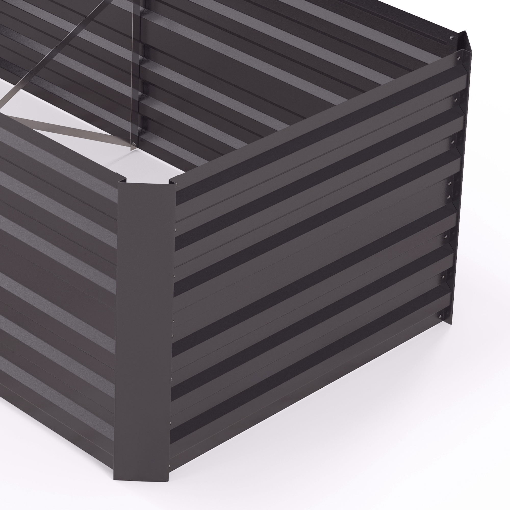 Outsunny Galvanised Steel Raised Garden Bed, 180 x 90 x 59 cm Outdoor Planter with Reinforced Rods, Dark Grey