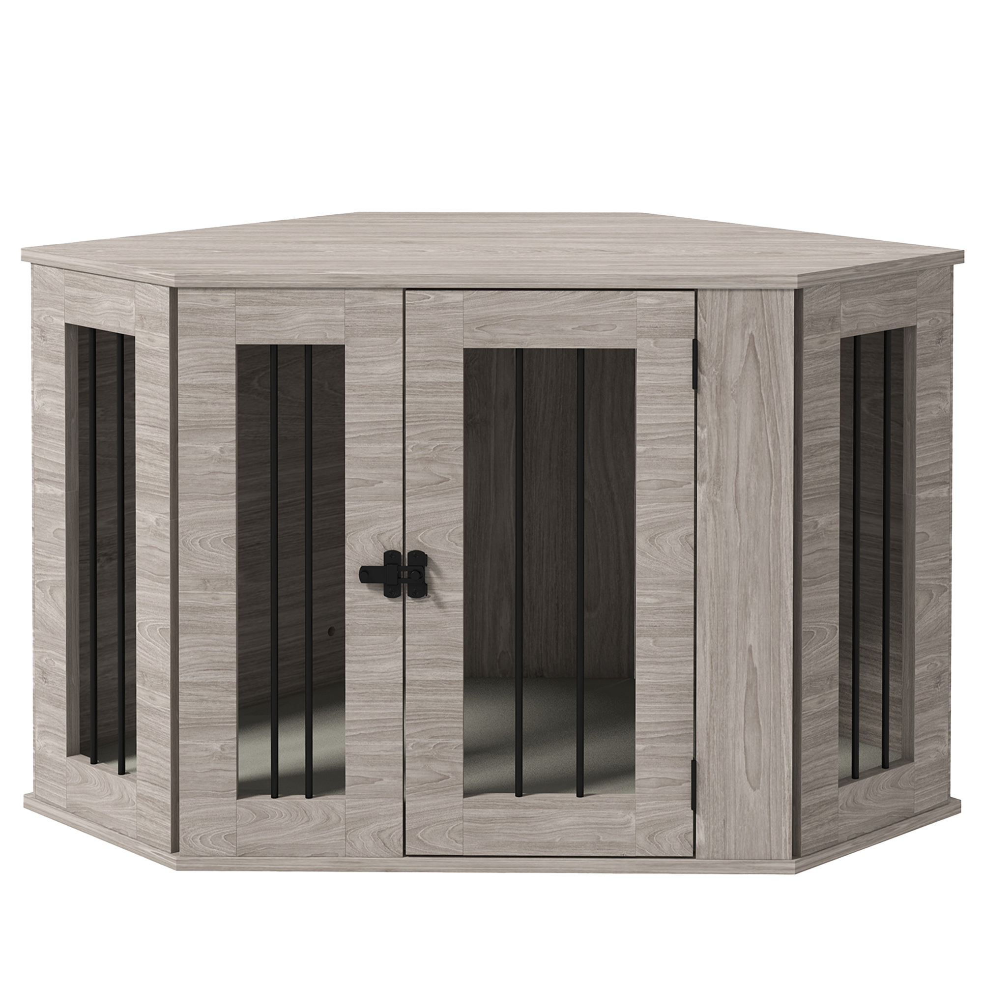 PawHut Dog Crate, Dog Cage, Corner Design, with Lock, 1 Cushion, 104 x ...