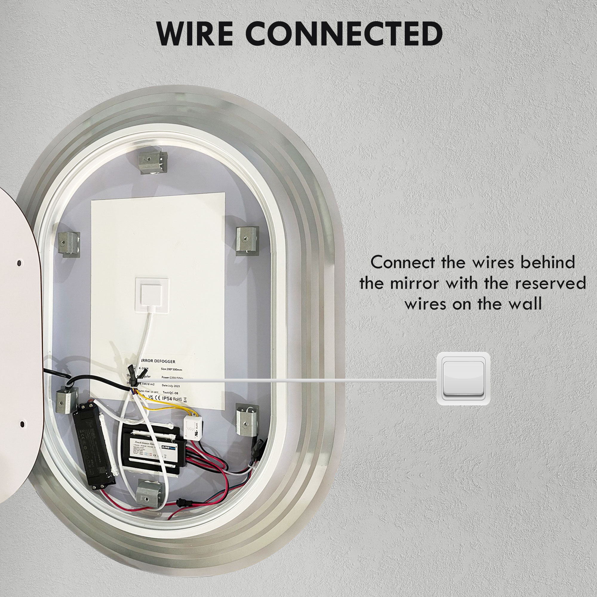 Kleankin LED Illuminated Bathroom Mirror, 700x500mm, Anti-fog with Touch Switch, Can Be Hung Vertically or Horizontally