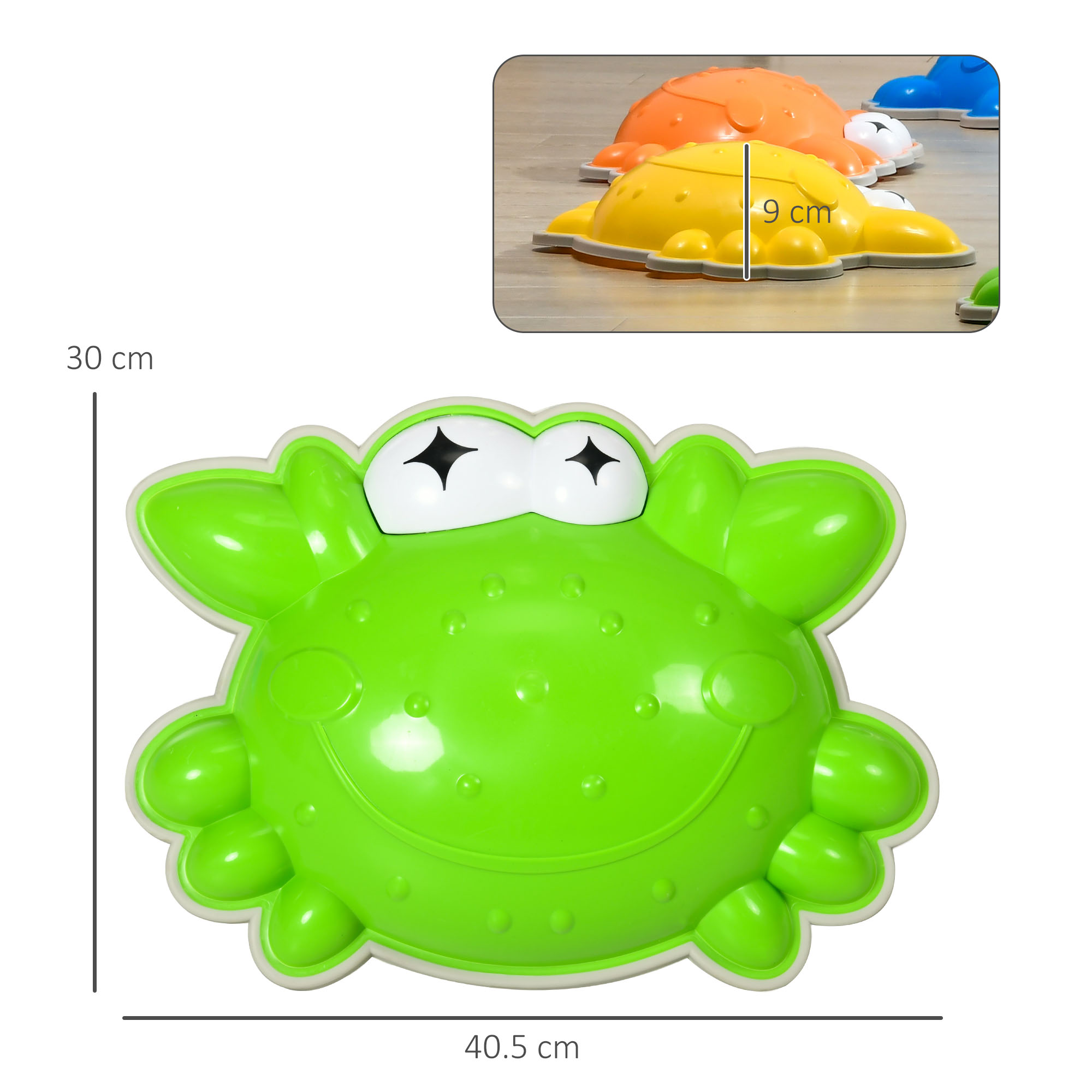 ZONEKIZ Crab-Shaped Kids' Stepping Stones, 6 Piece Set, TPE Anti-Slip Edges, for Balance and Coordination, Stackable, Multicolour