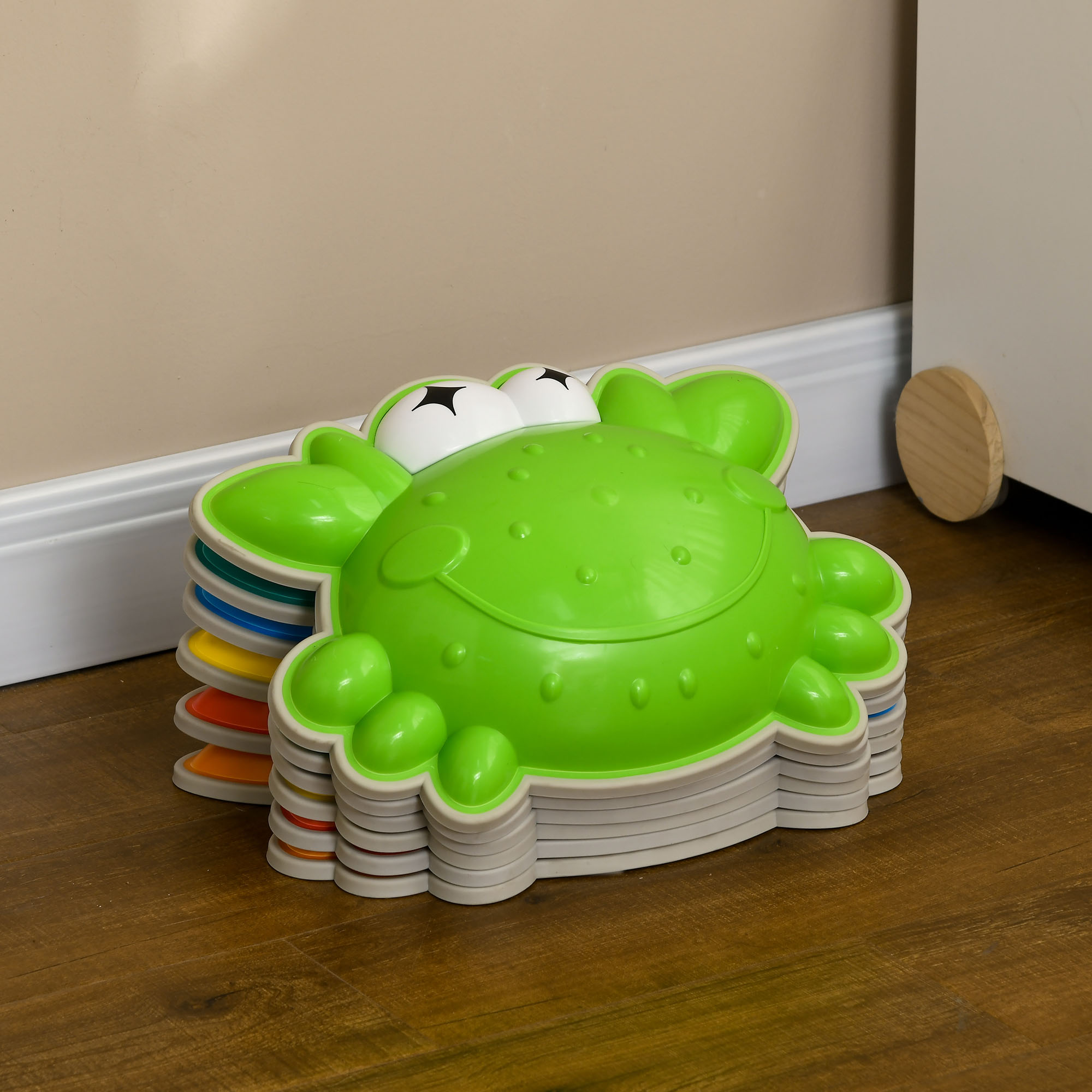 ZONEKIZ Crab-Shaped Kids' Stepping Stones, 6 Piece Set, TPE Anti-Slip Edges, for Balance and Coordination, Stackable, Multicolour