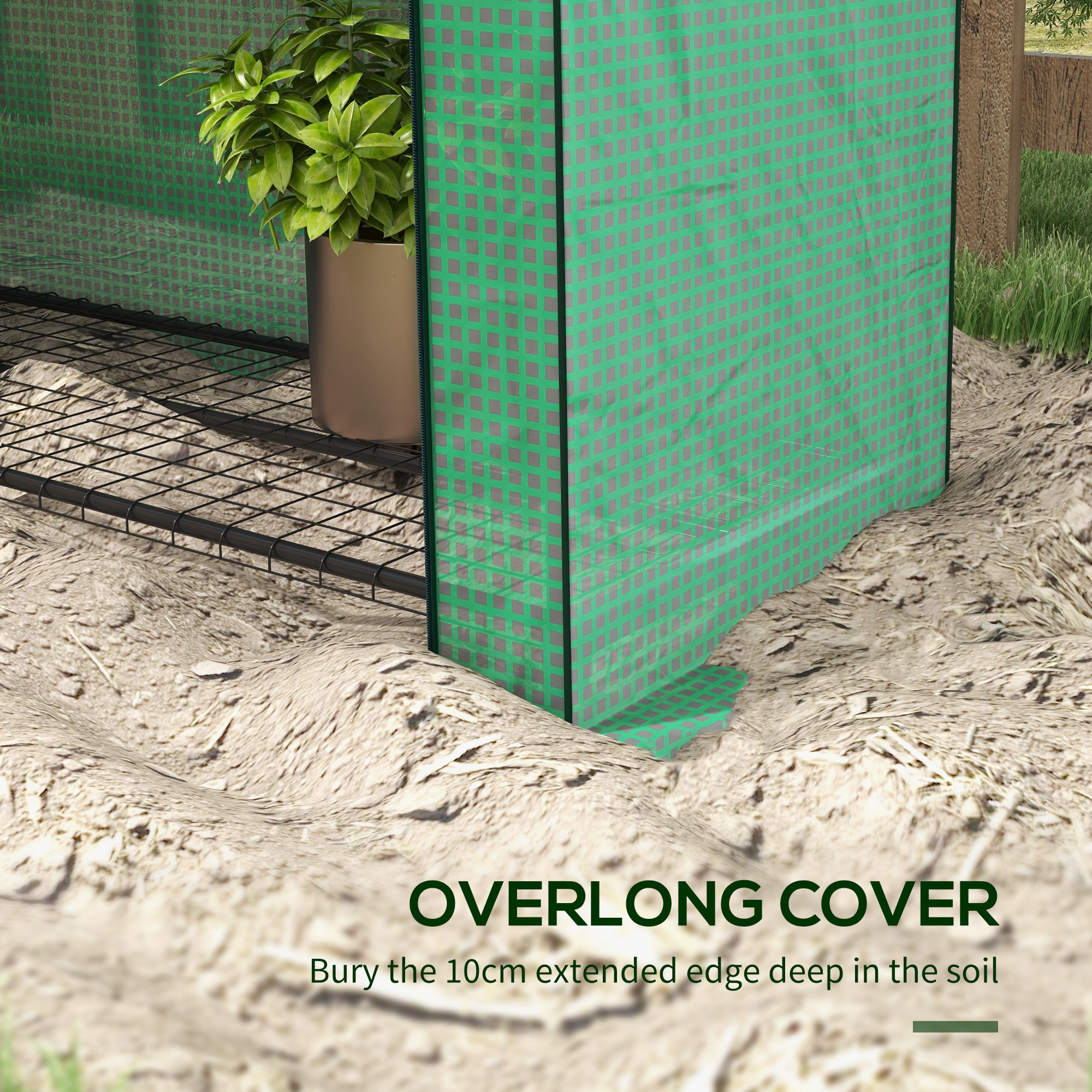 Outsunny Portable Mini Greenhouse, 4 Tier with PE Reinforced Cover and Roll-up Door, Green, 170H x 120W x 50Dcm