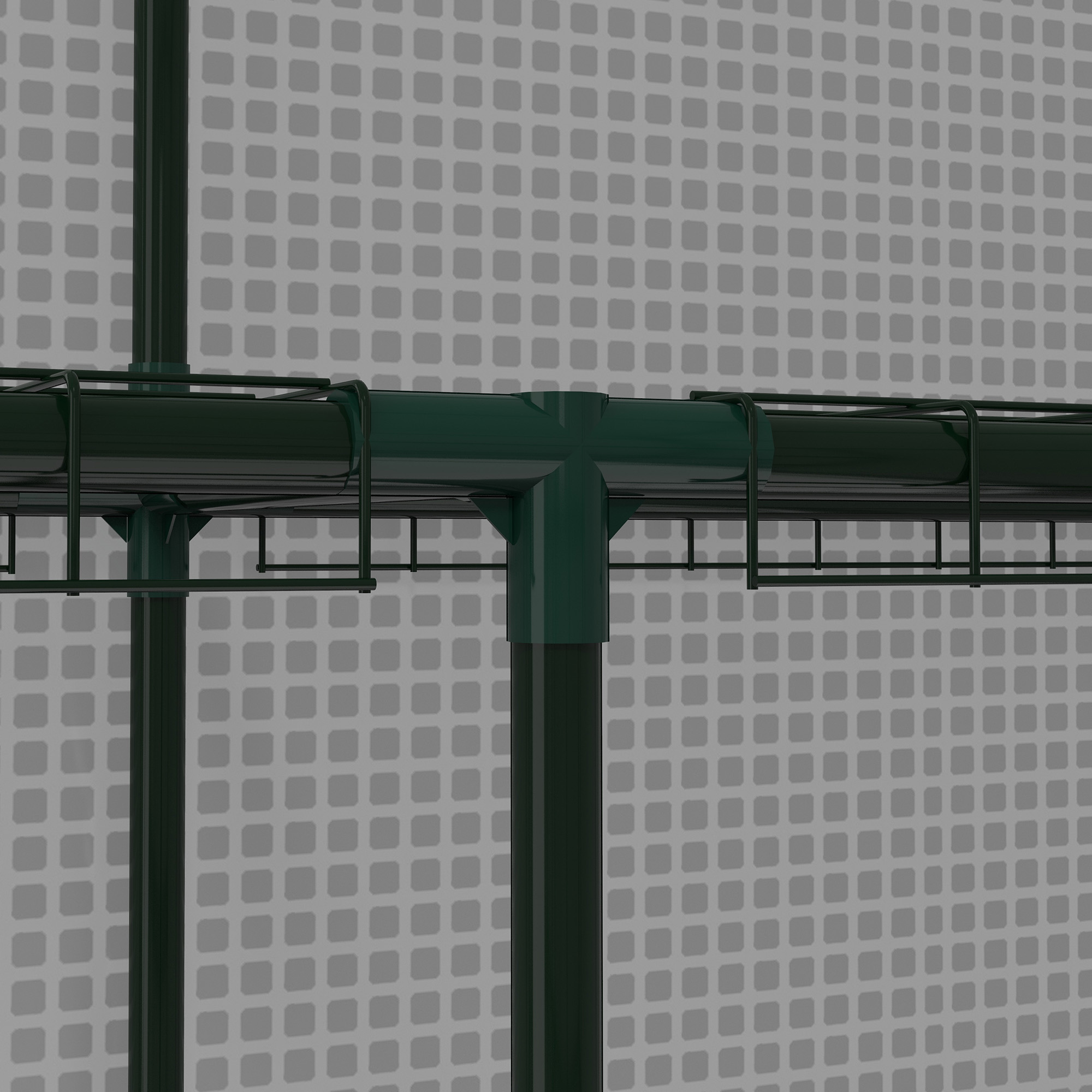 Outsunny Walk-in Greenhouse with PE Cover, 3 Tier Shelves, Roll-up Door & Mesh Windows, 140 x 213 x 190cm, White