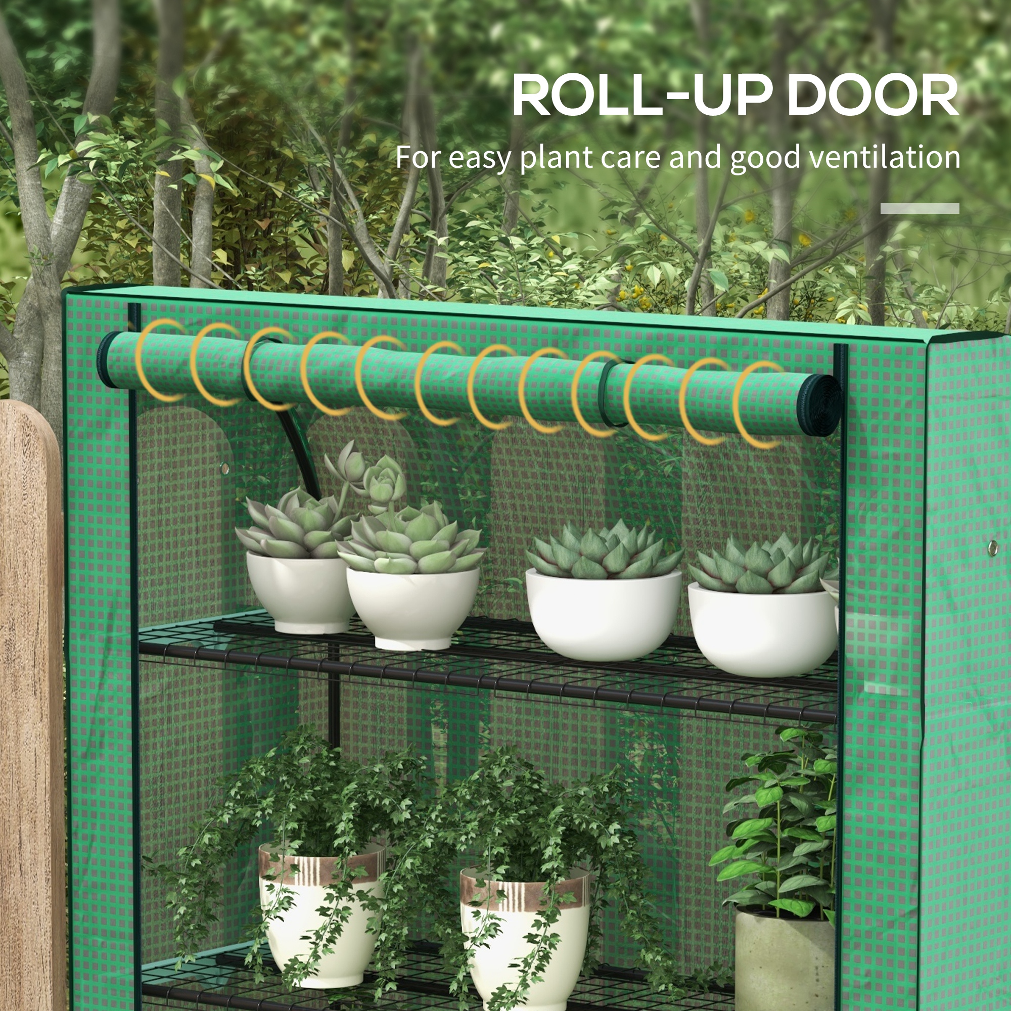 Outsunny Portable Mini Greenhouse, 4 Tier with PE Reinforced Cover and Roll-up Door, Green, 170H x 120W x 50Dcm