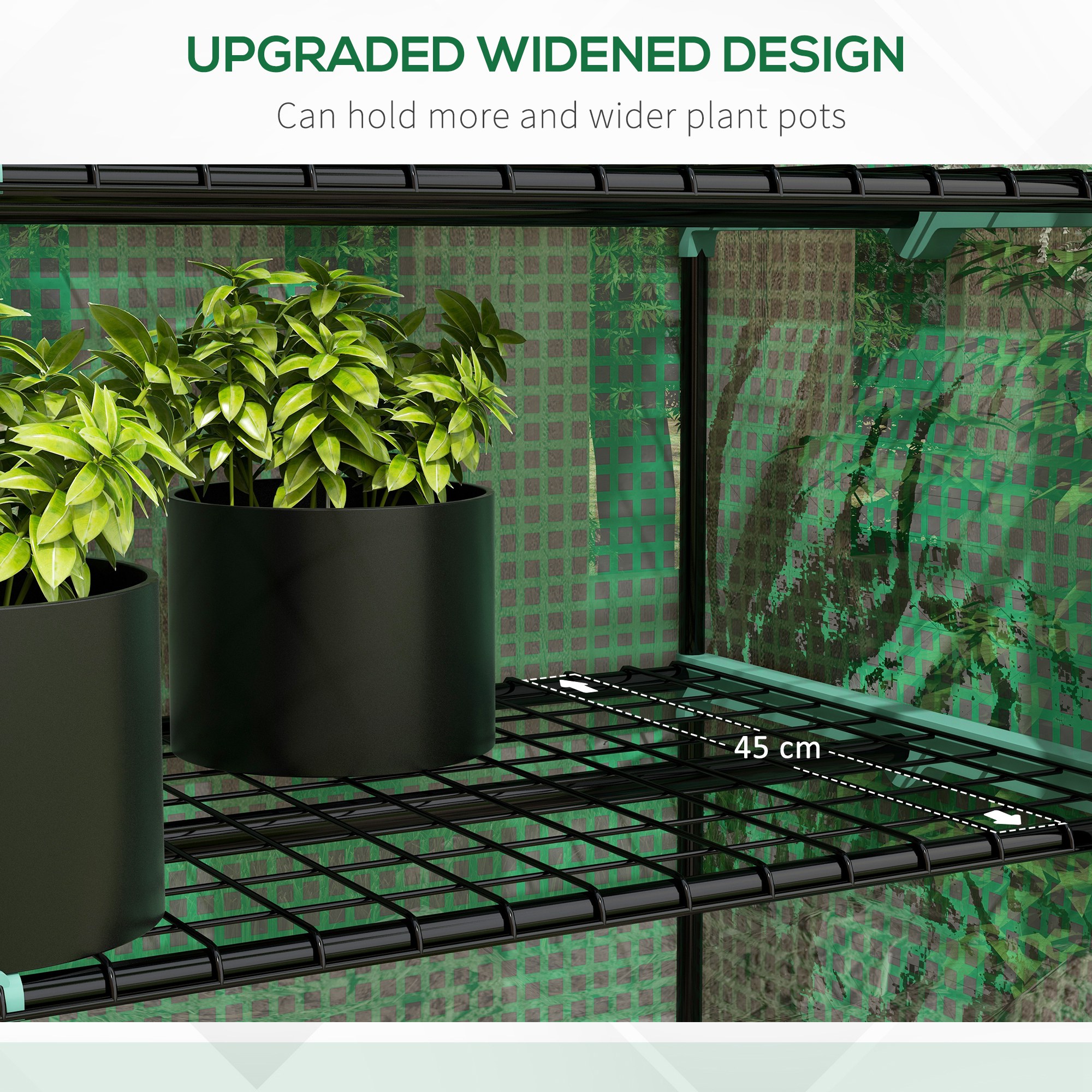 Outsunny Portable Mini Greenhouse with 5 Tier Wider Shelves, Reinforced PE Cover, Roll-up Door, Wire Shelves, 193H x 90W x 49D cm, Green