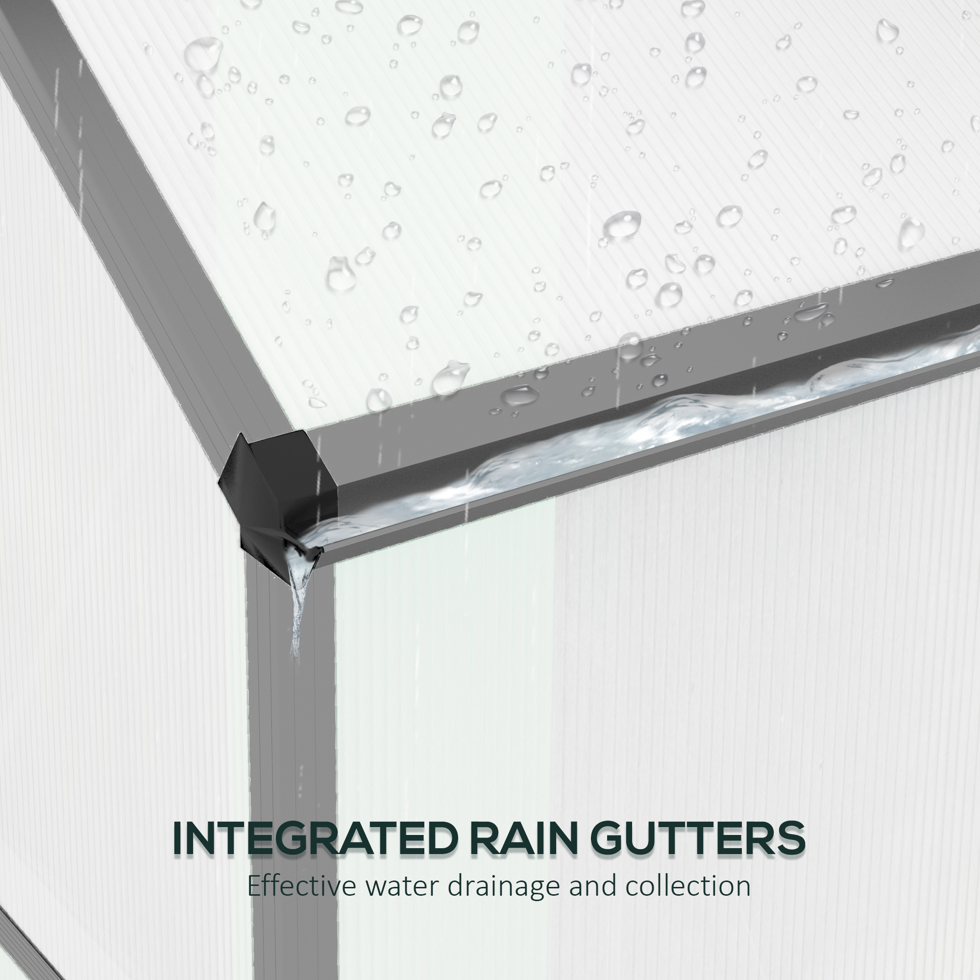 Outsunny Polycarbonate Greenhouse, 6 x 2.5ft Walk-In with Rain Gutter, Sliding Door, Window, Foundation, Dark Grey