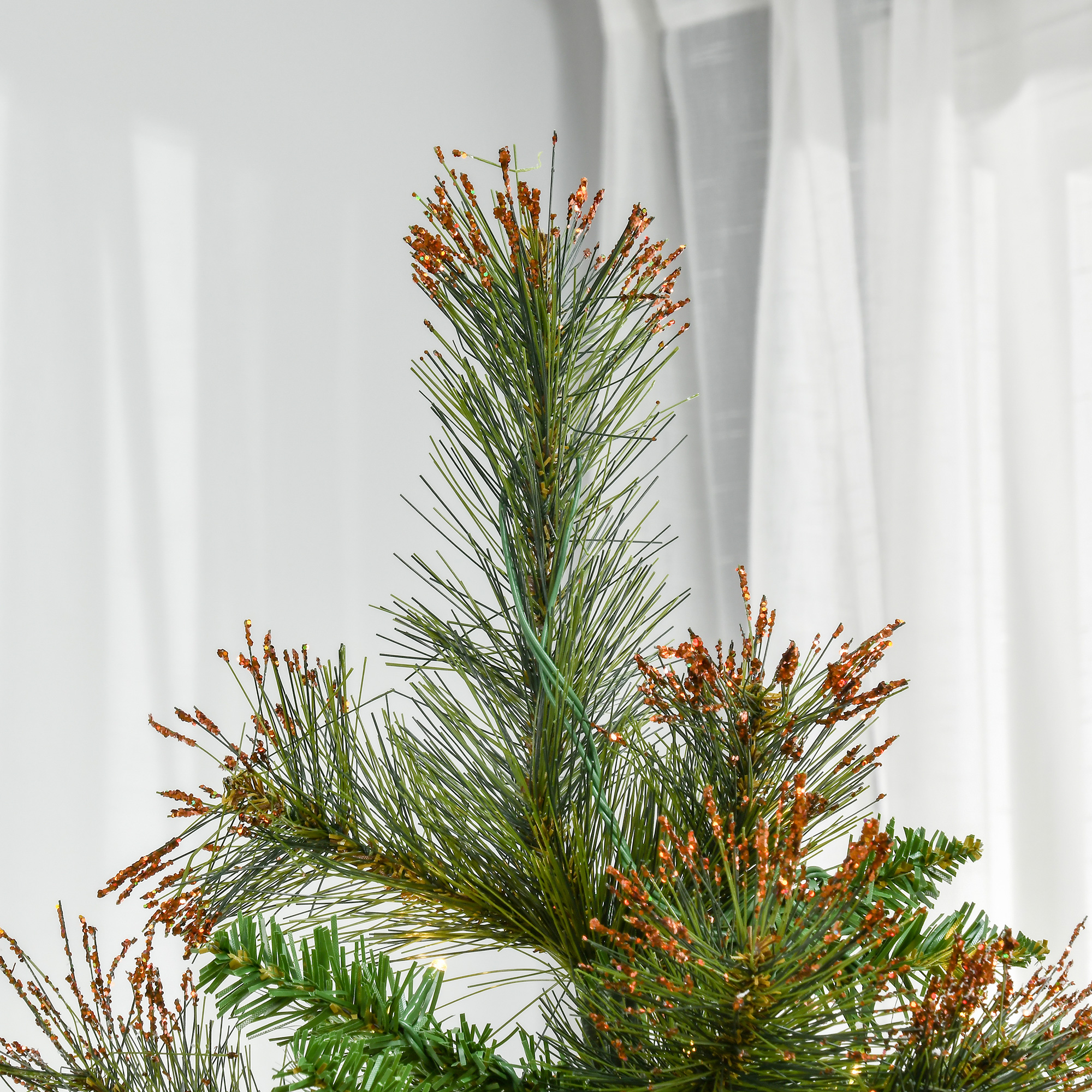 HOMCOM 1.8m Prelit Christmas Tree Artificial Tree, Metal Stand-Green