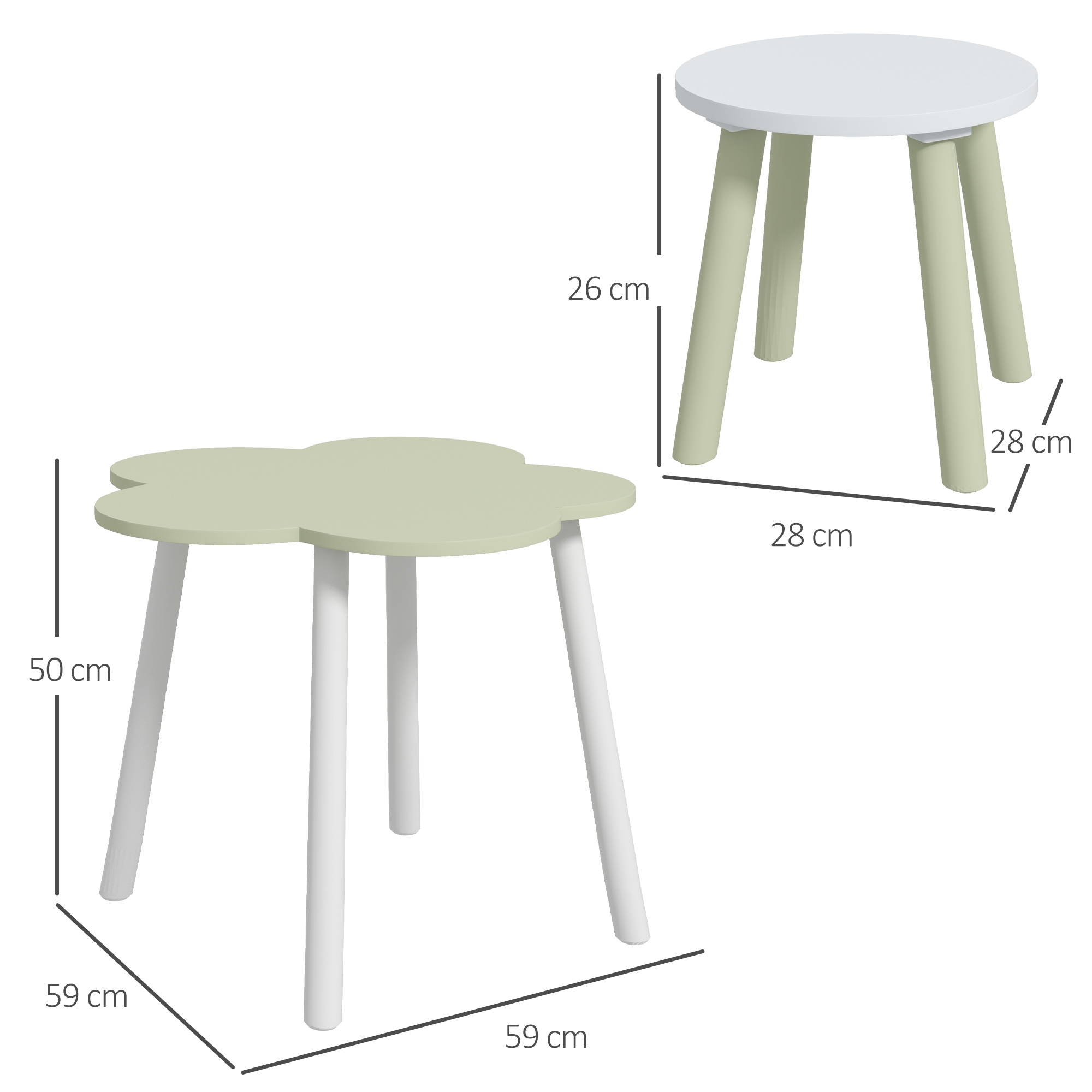 ZONEKIZ Children's 3 Piece Table and Chair Set, Flower Design, Ideal for Bedroom, Nursery, Playroom, Yellow