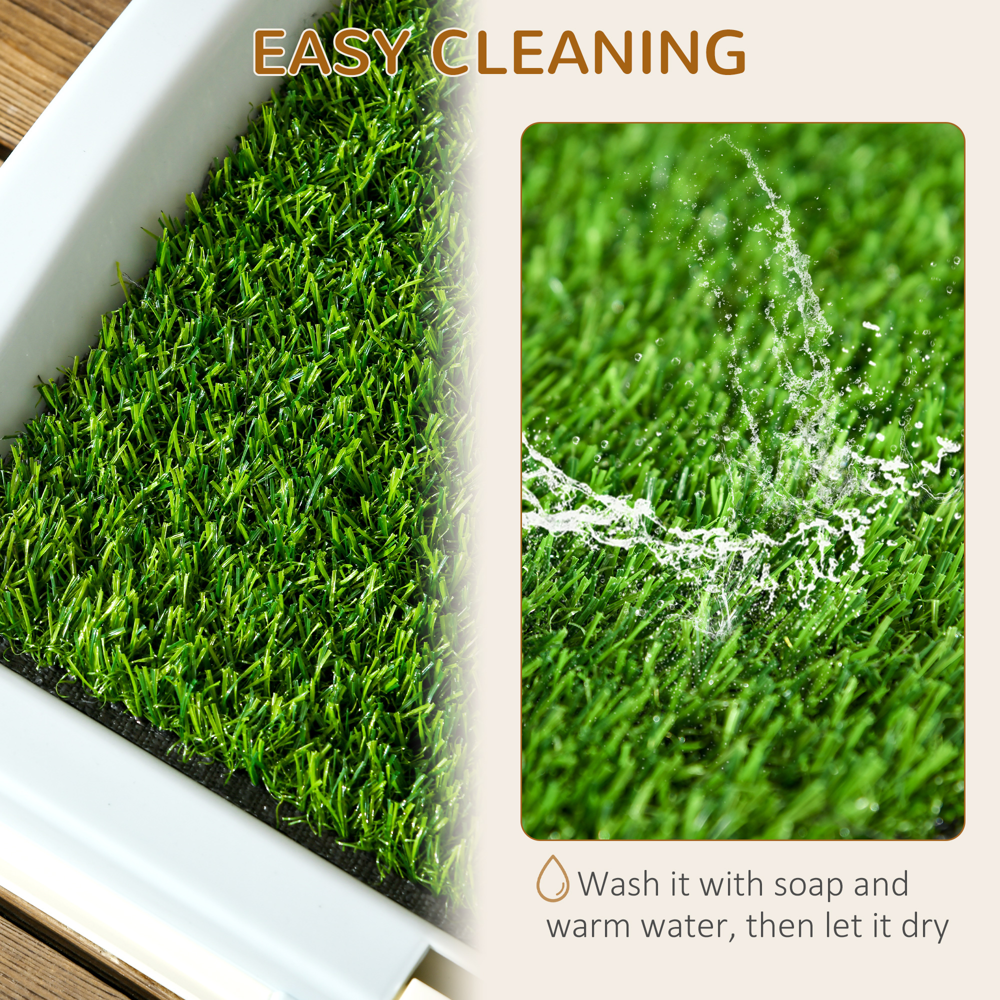 PawHut Portable Indoor Puppy Toilet Training Pad with Synthetic Grass, Leakproof Tray, 63 x 48.5cm