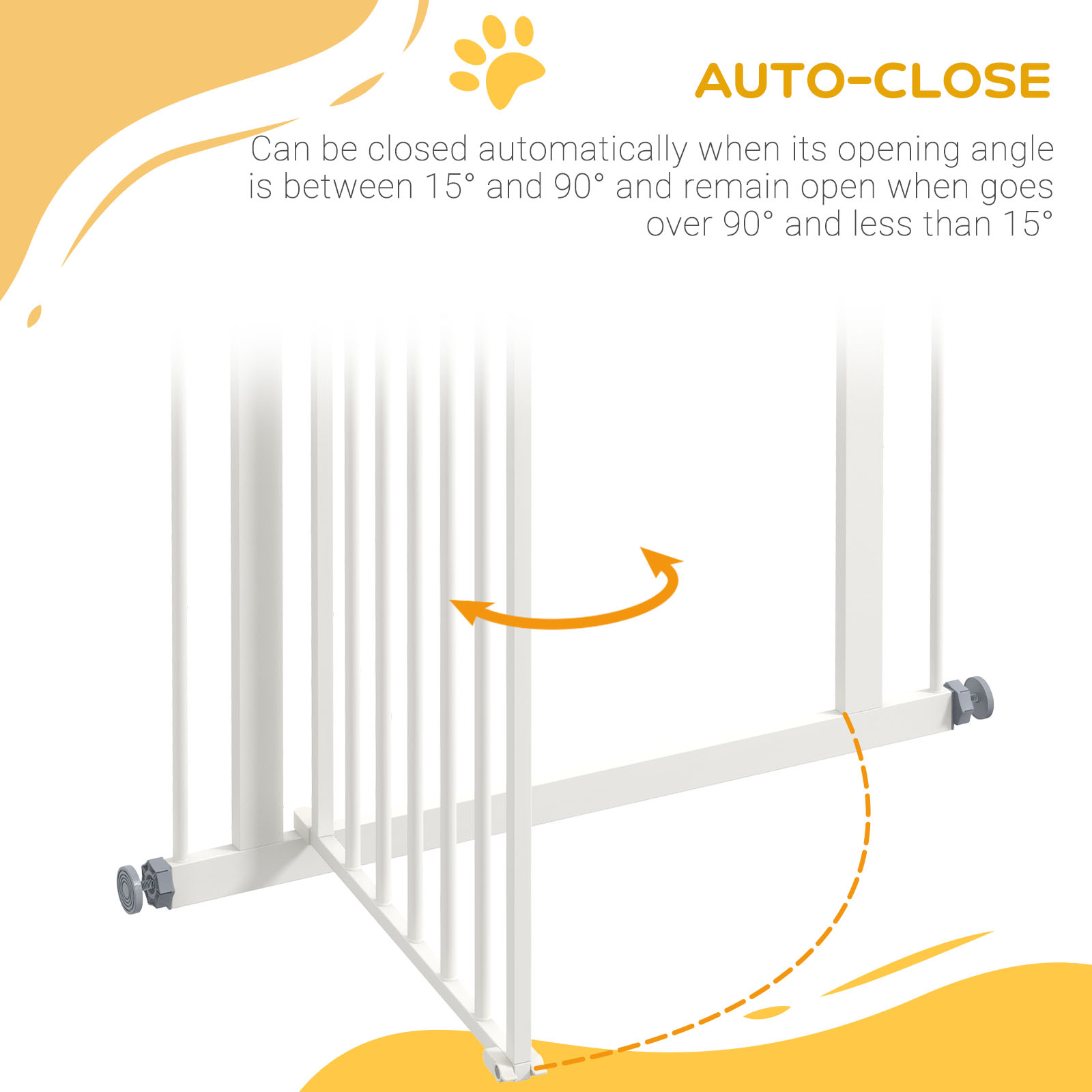 PawHut Metal Pet Safety Gate Dog Gate Folding Fence, White