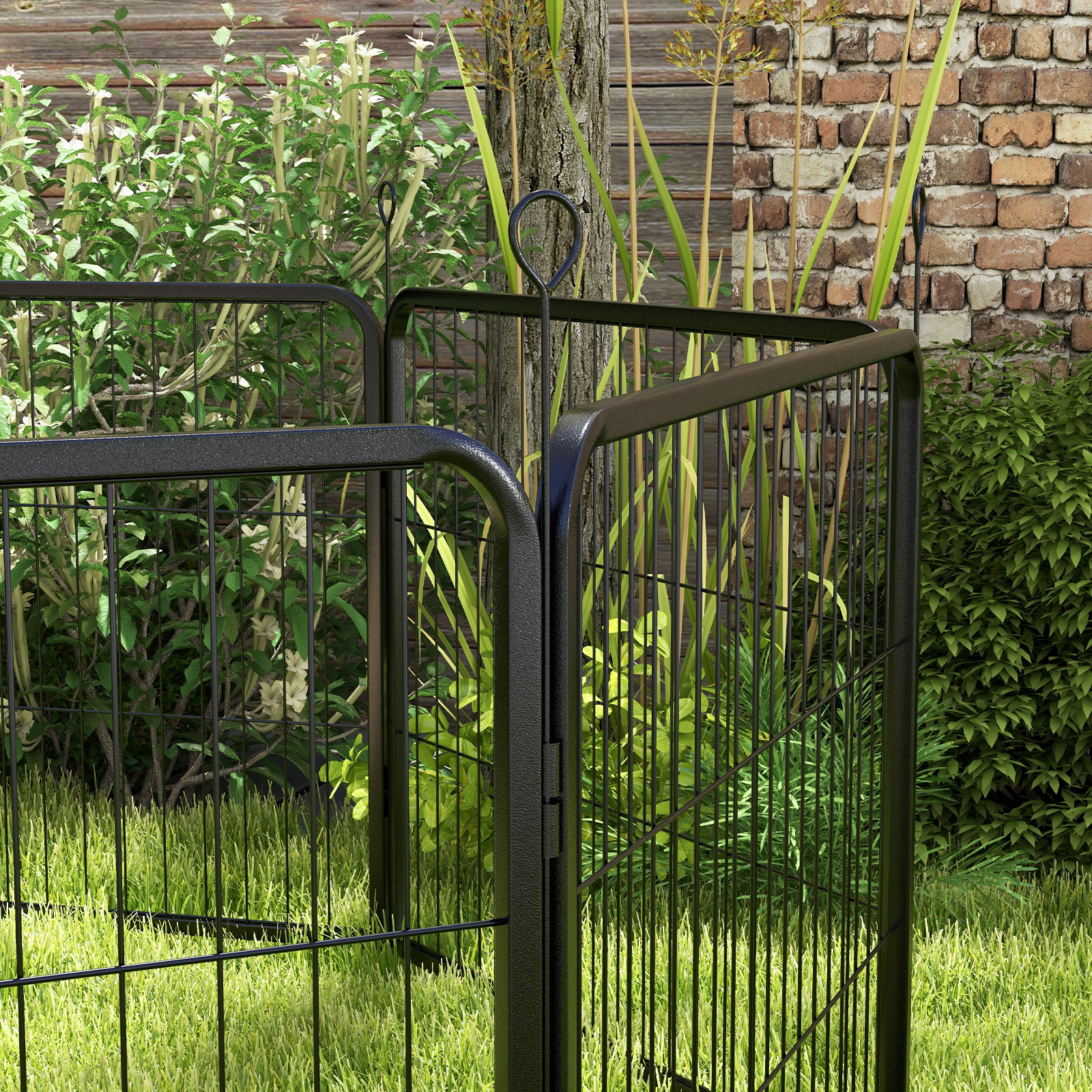 PawHut Heavy-Duty Dog Playpen, 8 Panel Steel Pet Exercise Pen, Foldable and Portable, Black