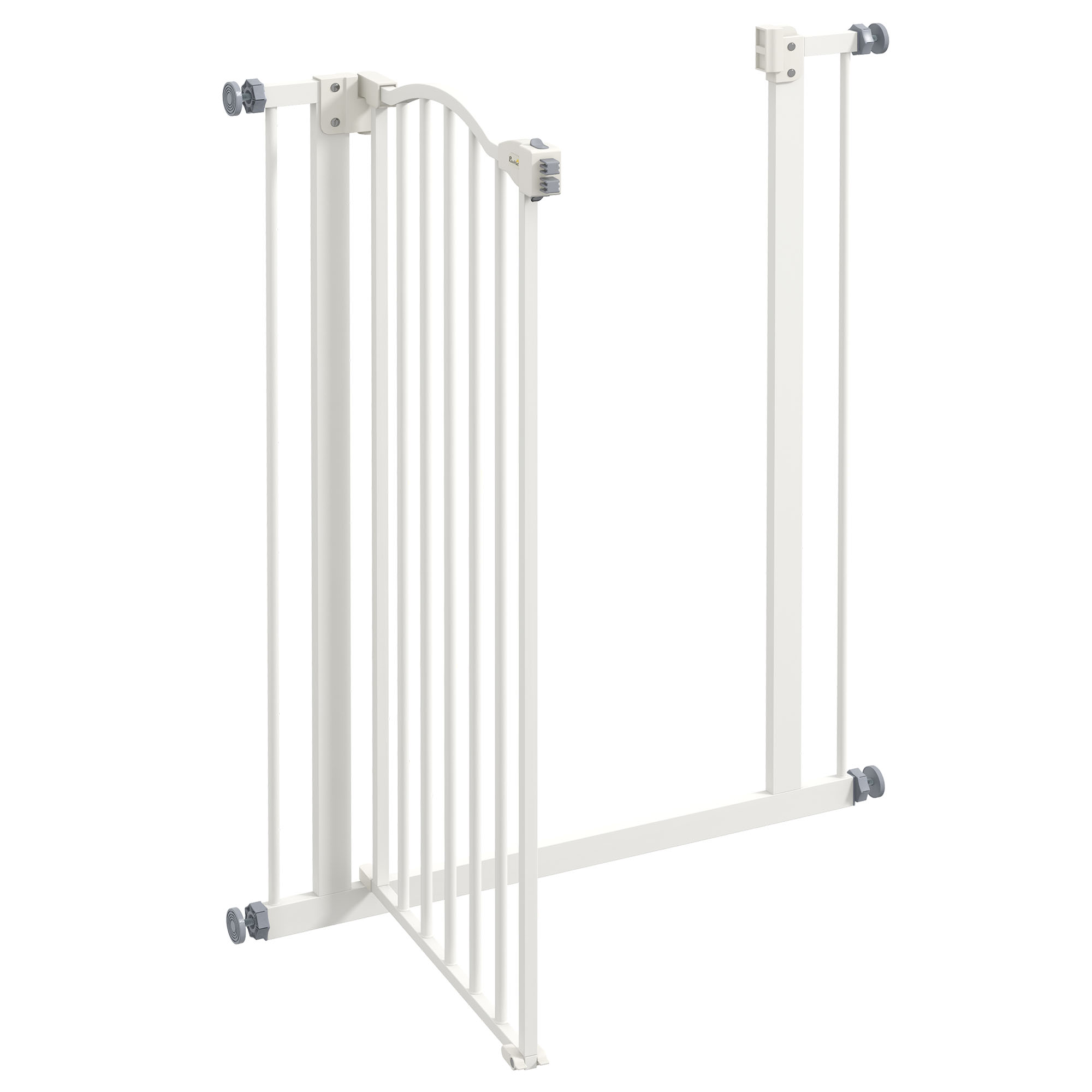 PawHut Metal Pet Safety Gate Dog Gate Folding Fence, White