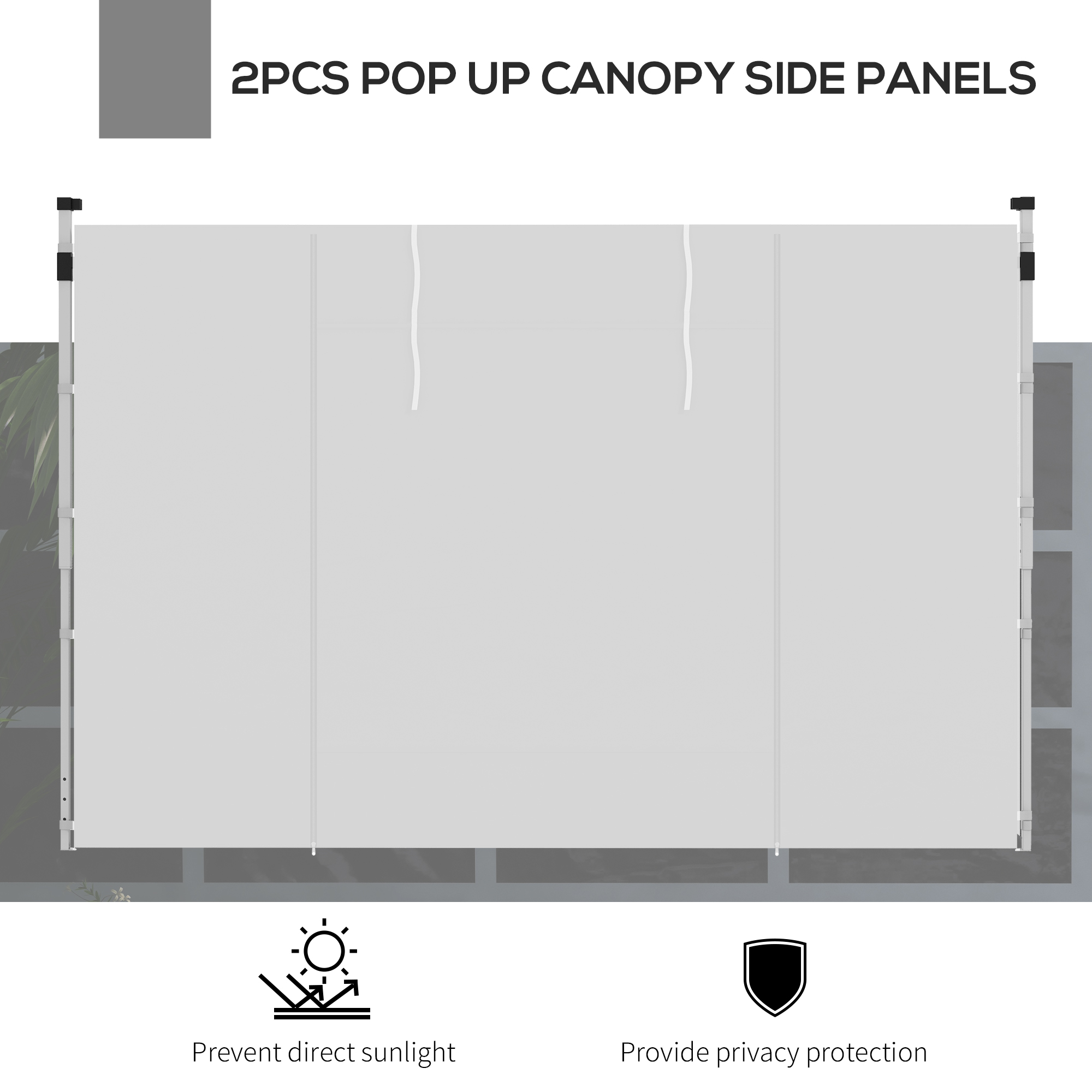 Outsunny Replacement Gazebo Side Panels with Windows and Doors, 2 Pack, for 3x3(m) or 3x6m Pop Up Gazebo, White