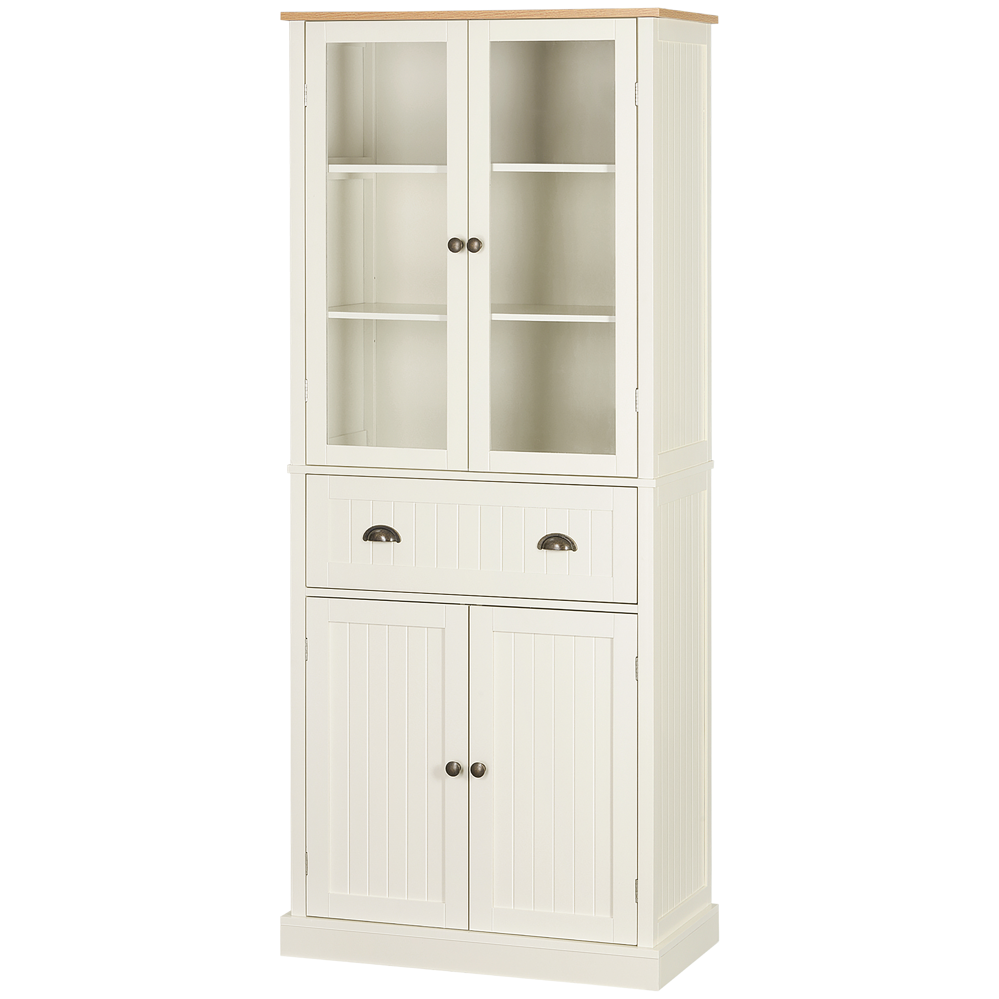 Poze Bufet Independent HOMCOM pentru Bucatarie, Dulap Depozitare 5 Nivele cu Rafturi Sertar, Design Modern, Alb-Crem | Aosom Romania