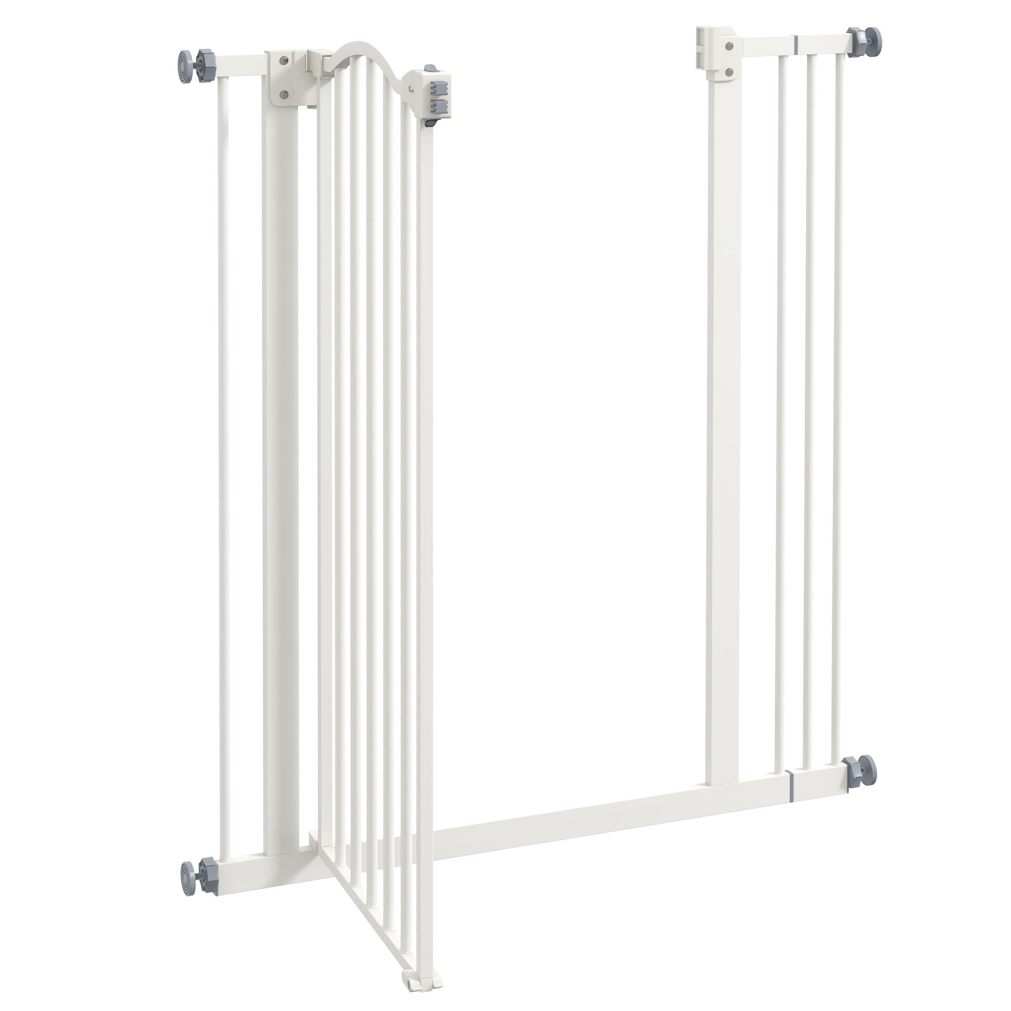 PawHut Adjustable Metal Pet Safety Gate, Dog Barrier with Folding Design, 74-87cm Width, White