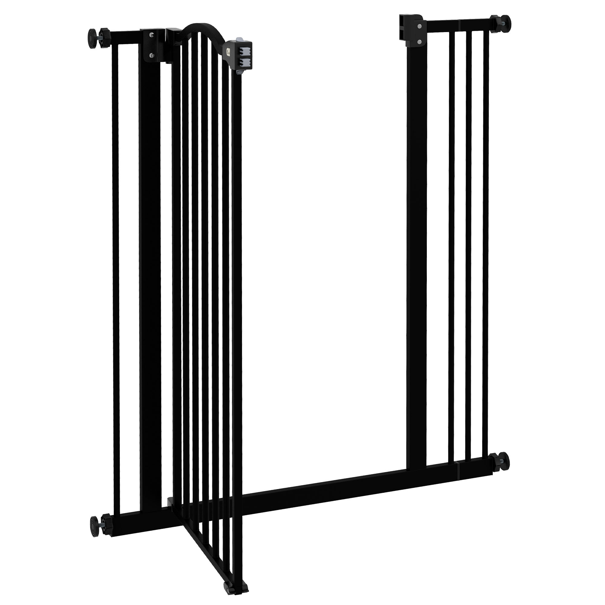 PawHut Safety Pet Gate, Metal Dog Fence, Adjustable 74-87cm, Foldable Design, Sleek Black