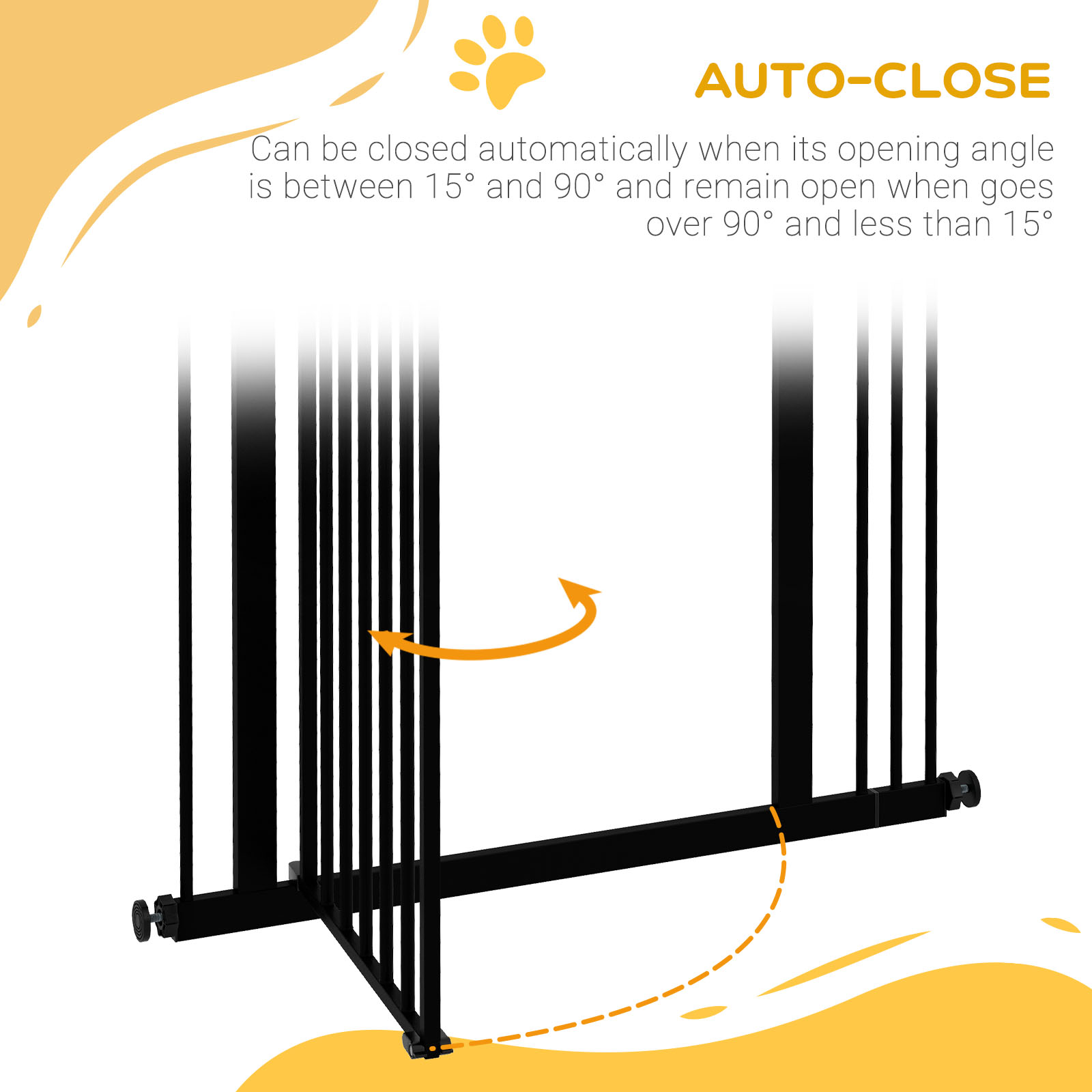 PawHut Safety Pet Gate, Metal Dog Fence, Adjustable 74-87cm, Foldable Design, Sleek Black