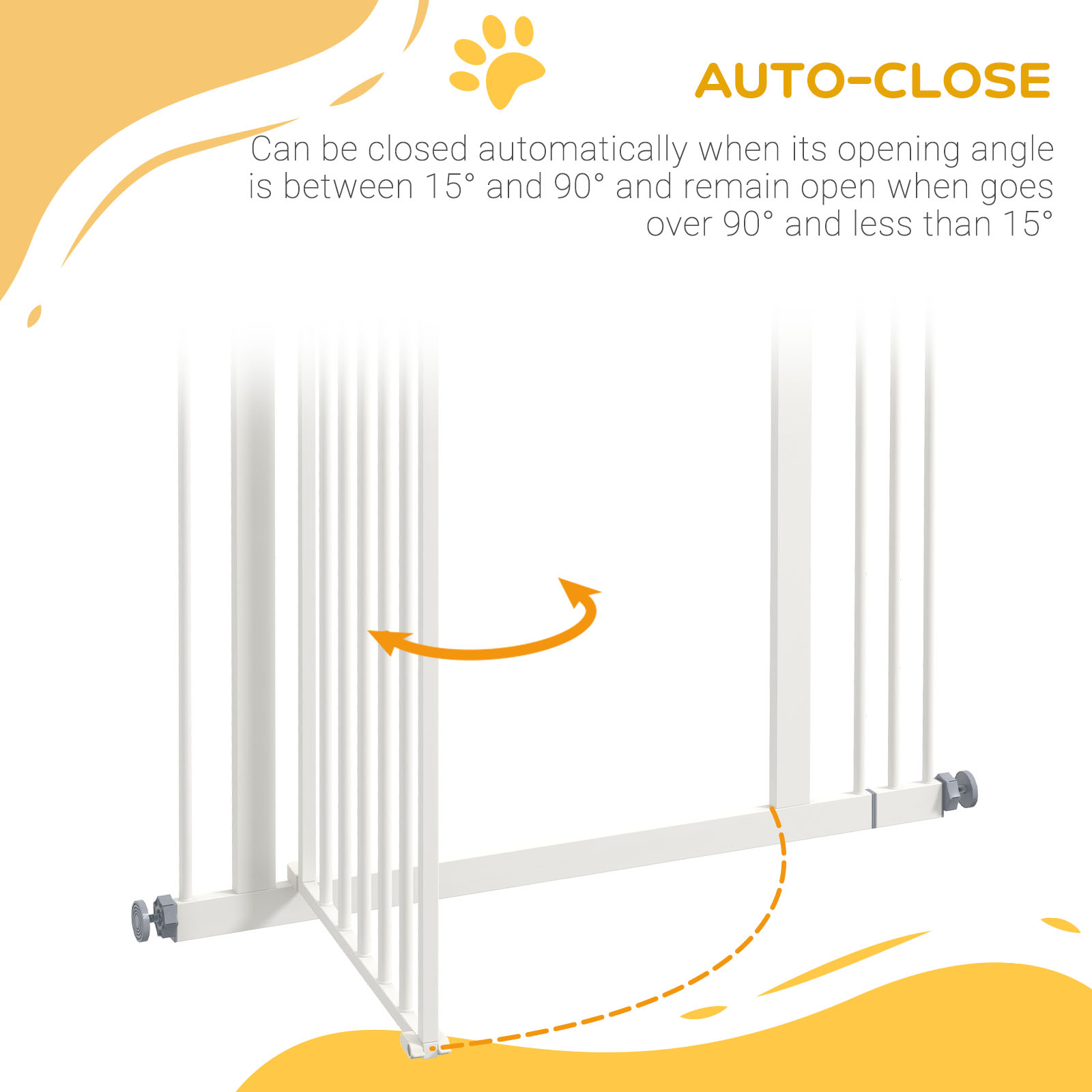 PawHut Adjustable Metal Pet Safety Gate, Dog Barrier with Folding Design, 74-87cm Width, White
