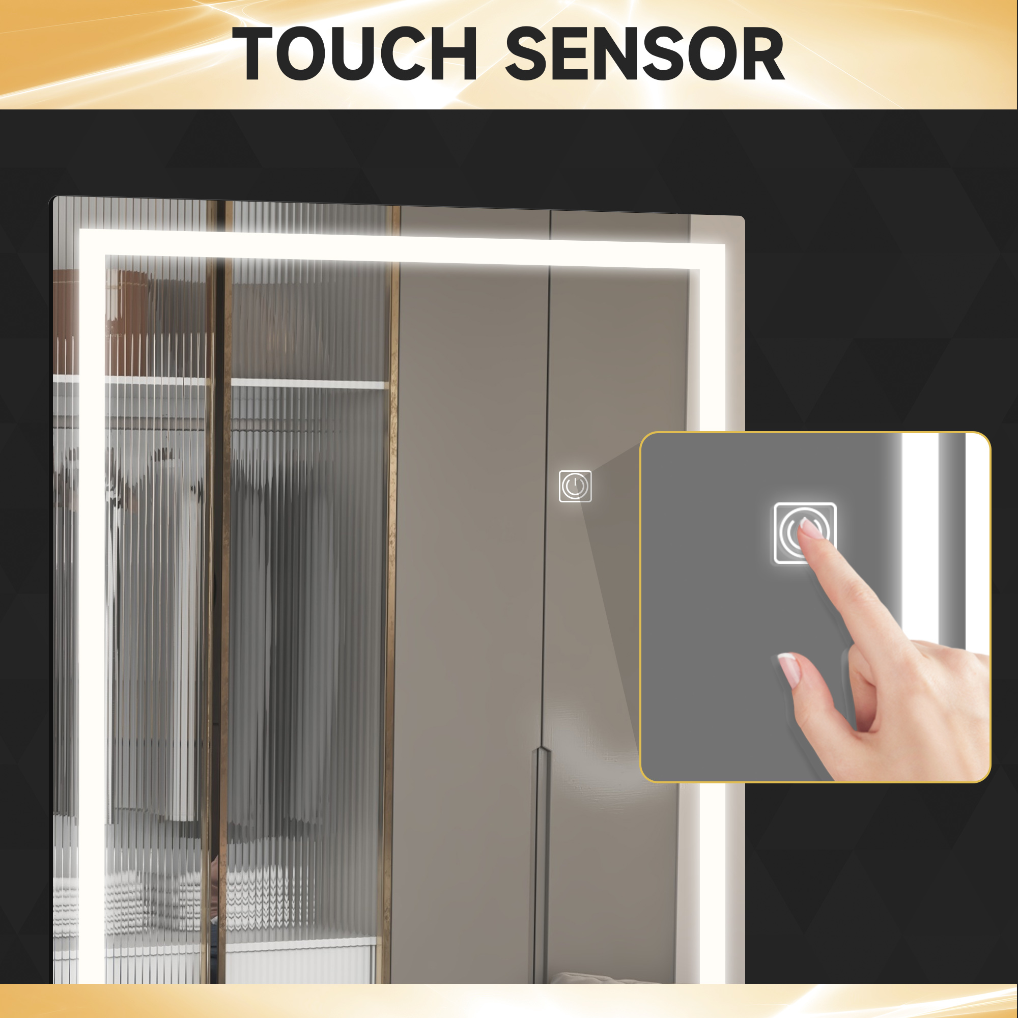 HOMCOM Full Length Mirror with Dimming, 3 Colour LED, Smart Touch, Memory Function, 120 x 40cm, Long Wall Mounted