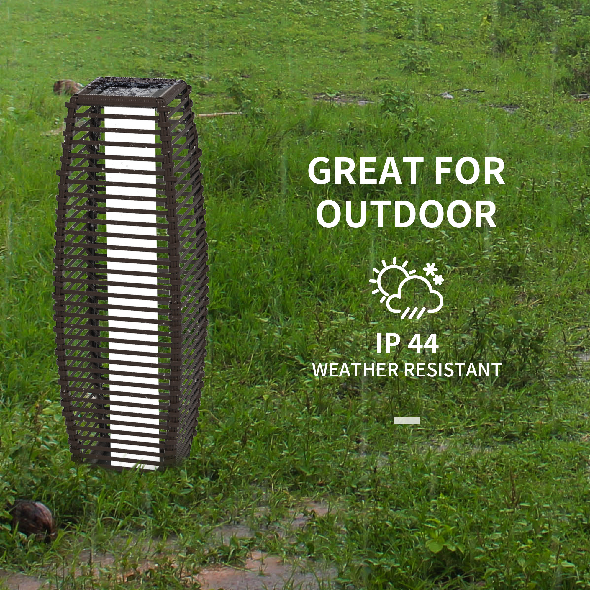 Outsunny Solar Floor Lamp for Outdoor Gardens, LED Pathway Lantern with Automatic On/Off, IP44, Decorative Lighting, Brown