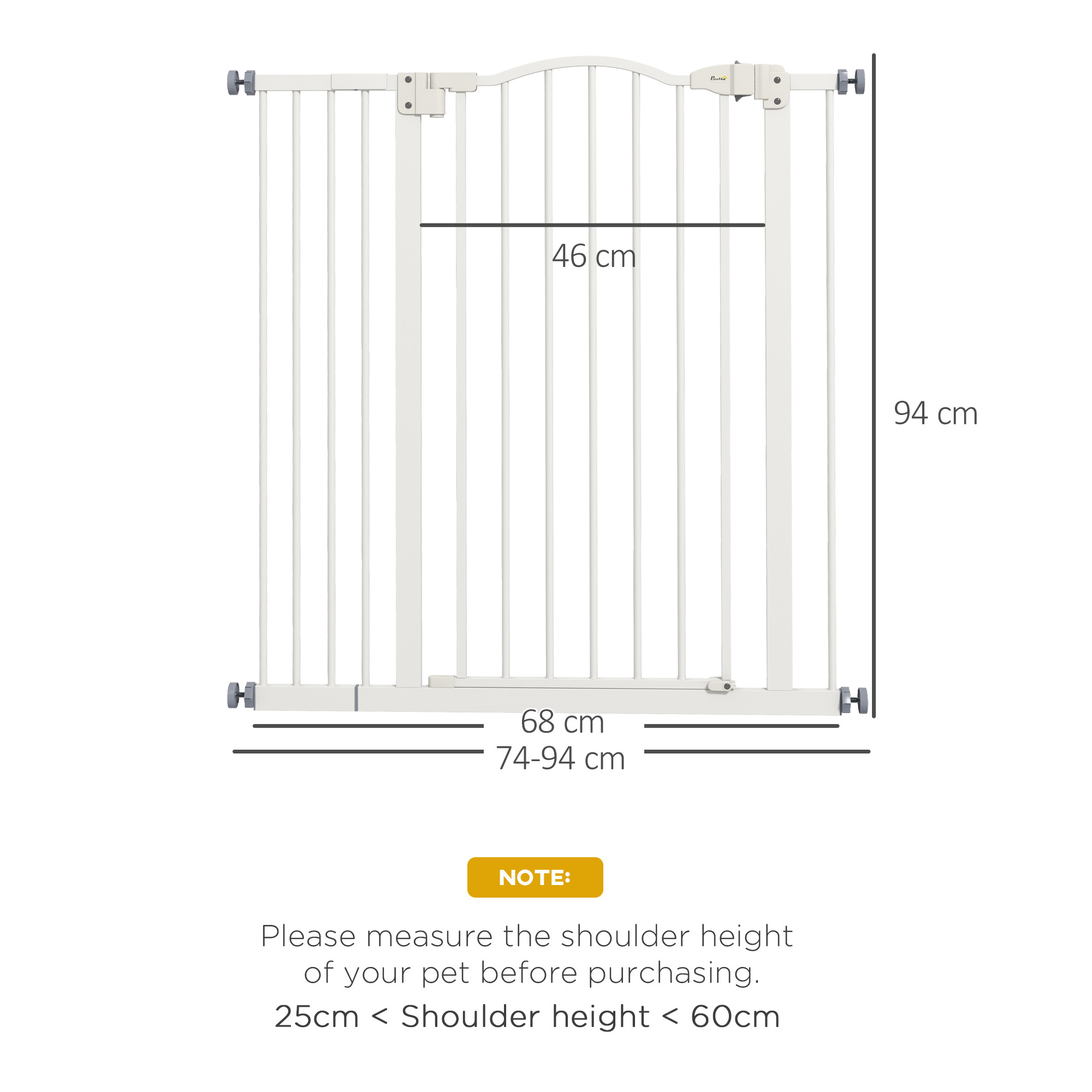 PawHut Metal Pet Safety Gate Dog Gate Folding Fence, White