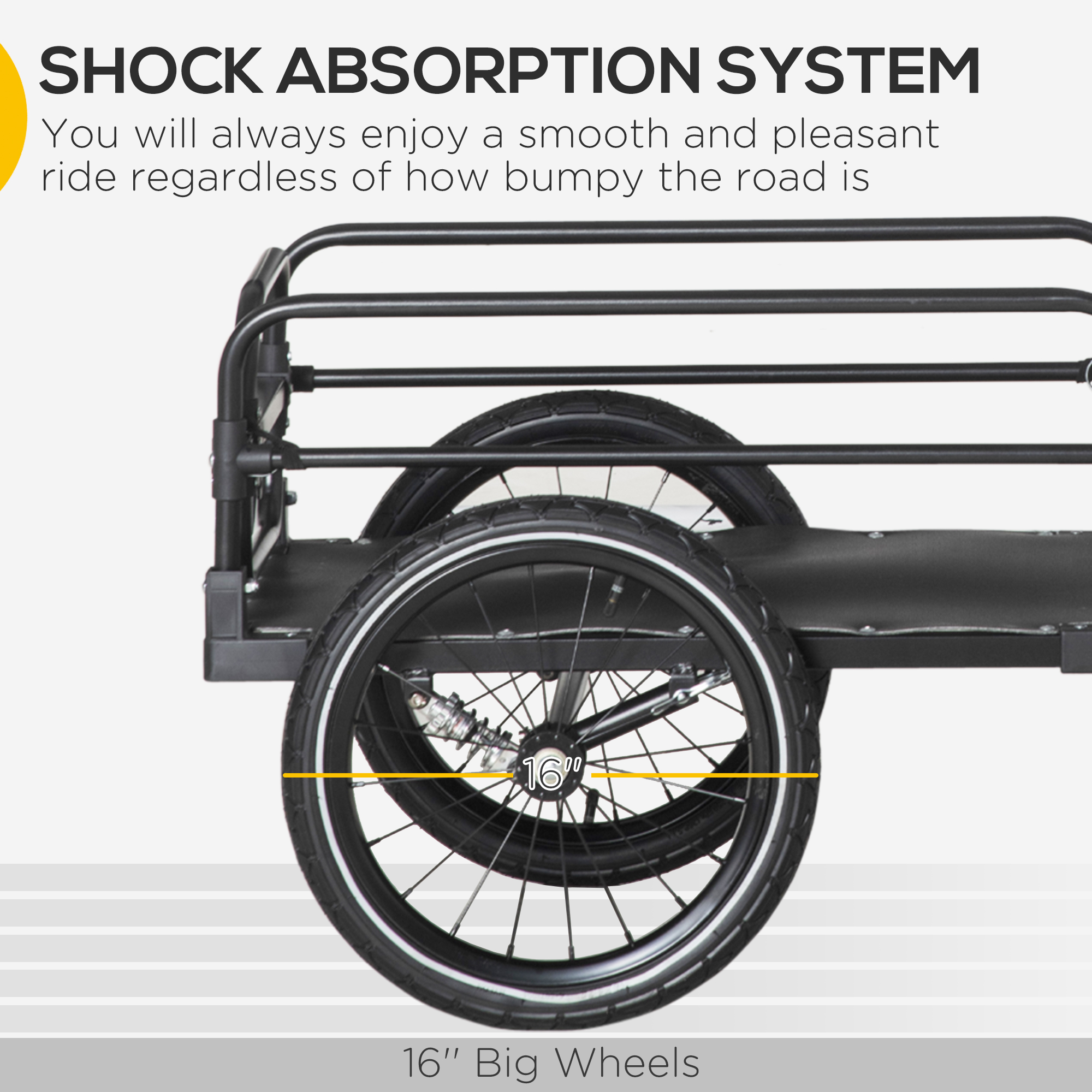 HOMCOM Bicycle Trailer with Safety Features, Steel Bike Wagon with Suspension, 2 Wheel Outdoor Carrier, Black