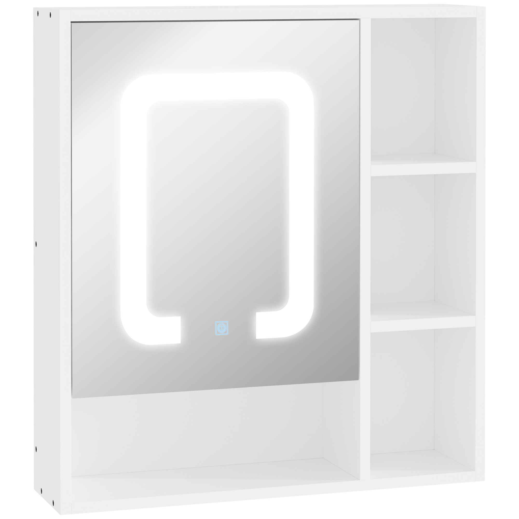 kleankin Armario con Espejo de Baño con Luz LED Armario de Baño Colgante con Interruptor Táctil 60x15x65 cm Blanco