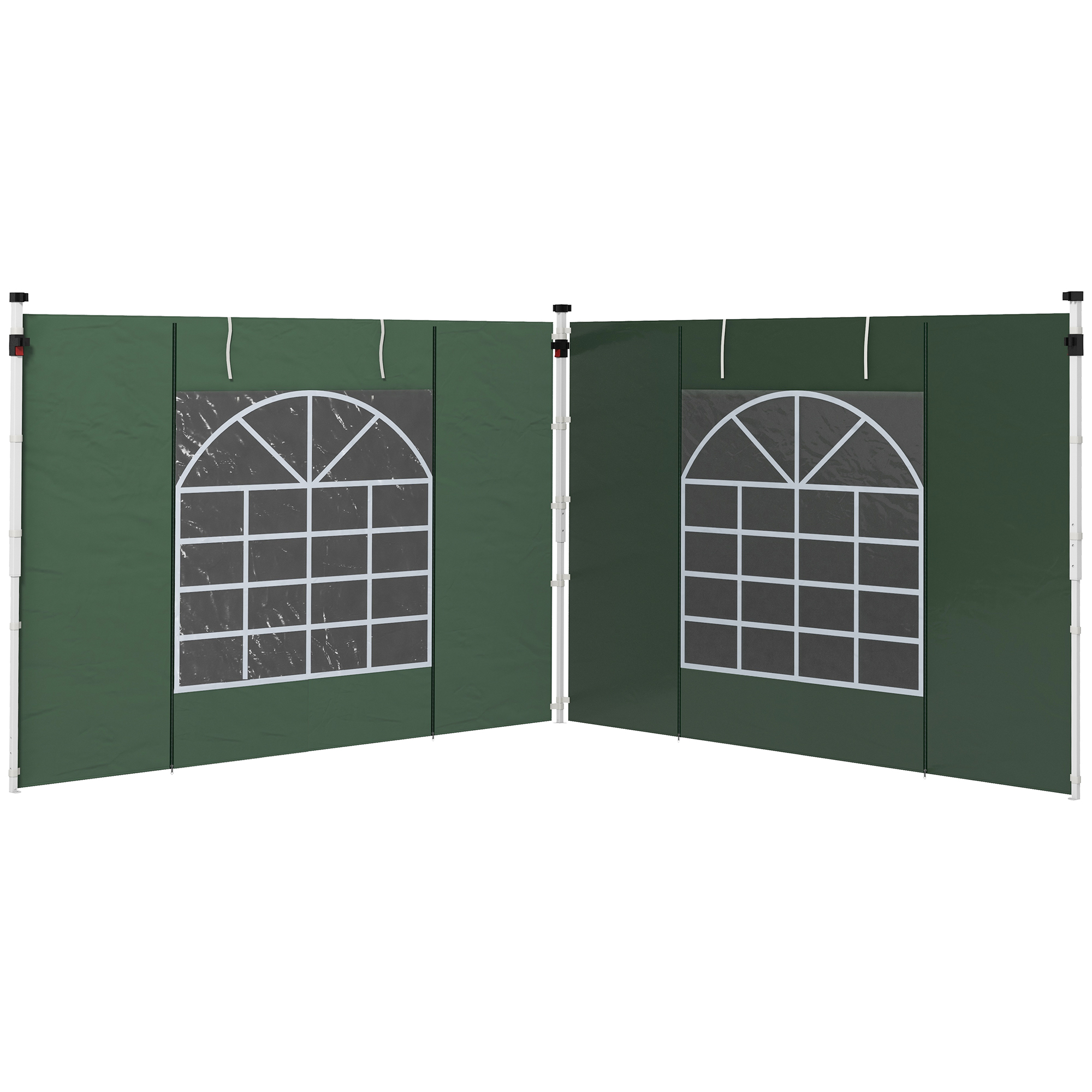 Outsunny 2 Paredes Laterales para Carpa 295x195 cm con Ventana Enrollable Puerta con Cremallera para Carpa 3x3 m o 3x6 m Verde   Aosom España