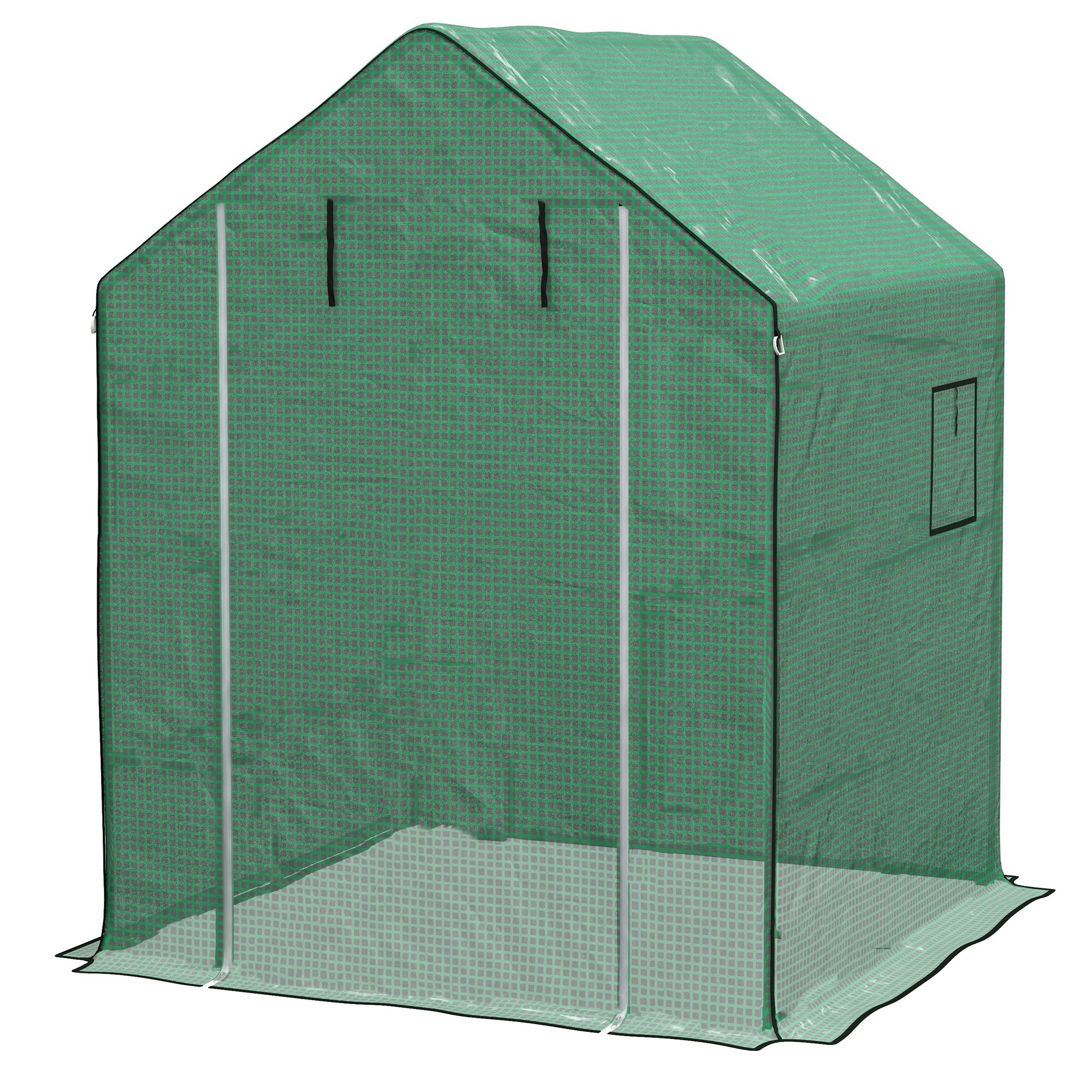 Outsunny Copertura PE per Serra da Giardino con Porta a Cerniera e Finestre, 140x143x190cm, Verde Aosom